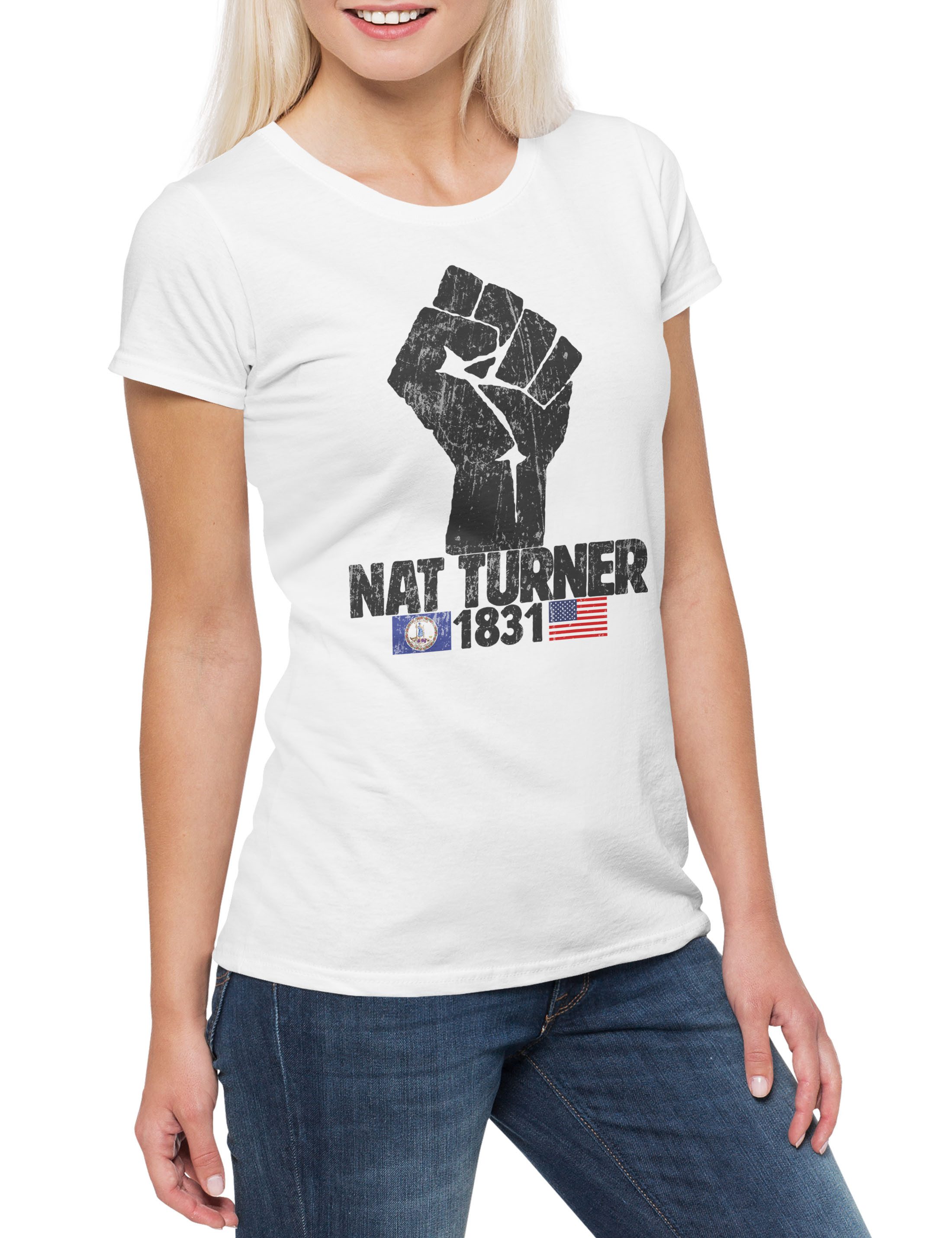 Print-Shirt Nat Turner 1831 Damen T-Shirt USA Benjamin Fun Alcohol Franklin United