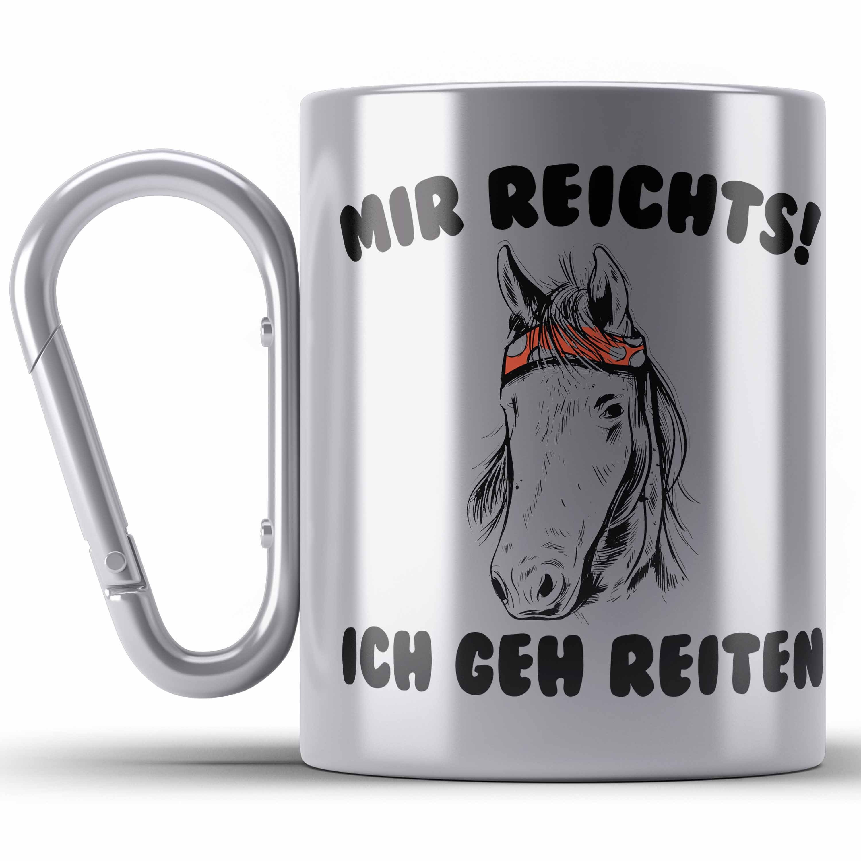 Trendation Thermotasse Reiterin Edelstahl Tasse - Mir Reichts Ich Geh Reiten - Pferde Edelsta Silber
