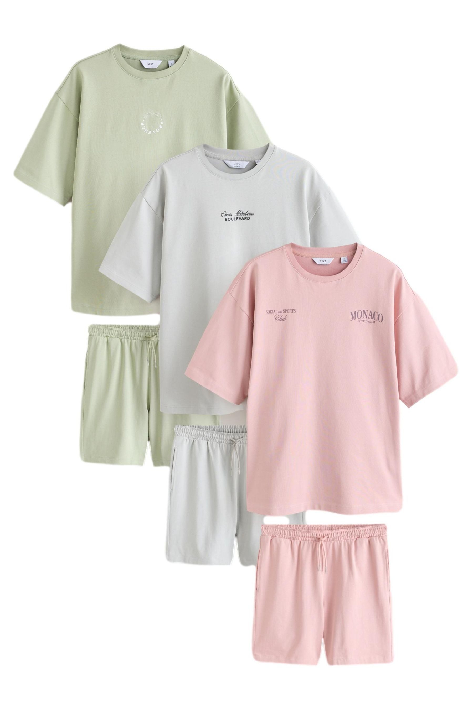 Next Loungeanzug T-Shirt und Shorts im Set, Multipack (6 tlg)