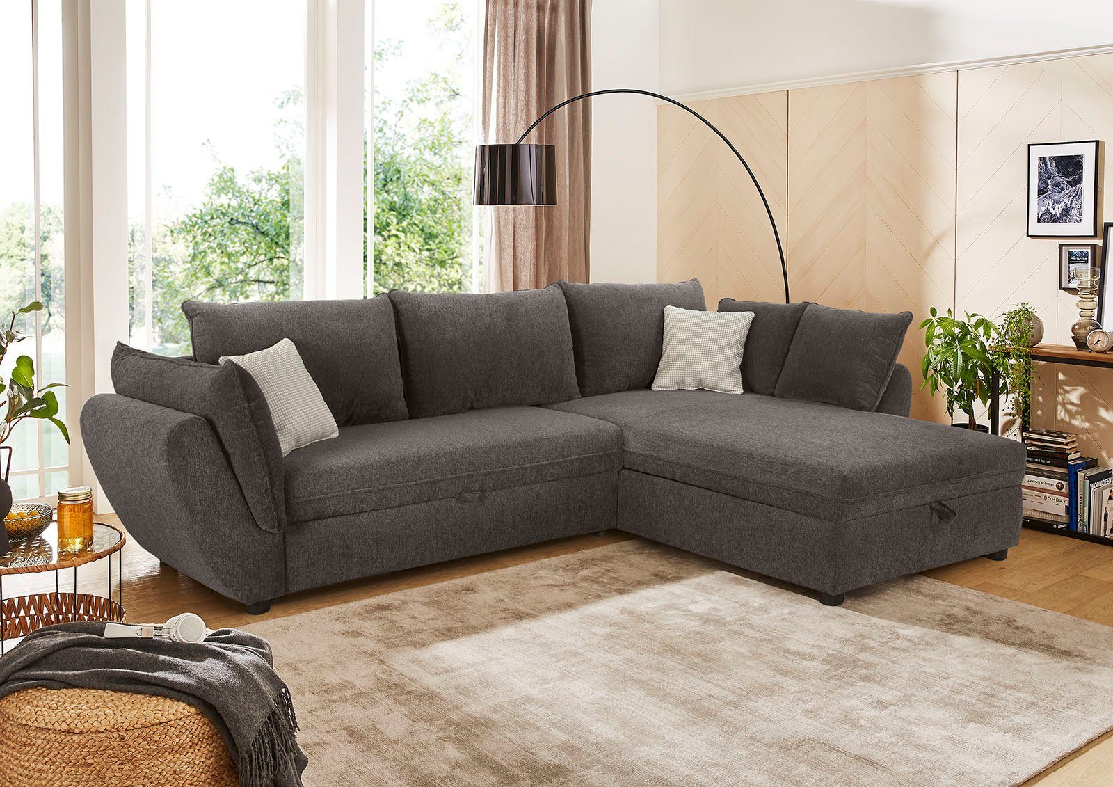 Jockenhöfer Gruppe Ecksofa Jerez L-Form, mit Bett-und Relaxfunktion,Stauraum/Bettkasten,Wellenfederung,Ottomane