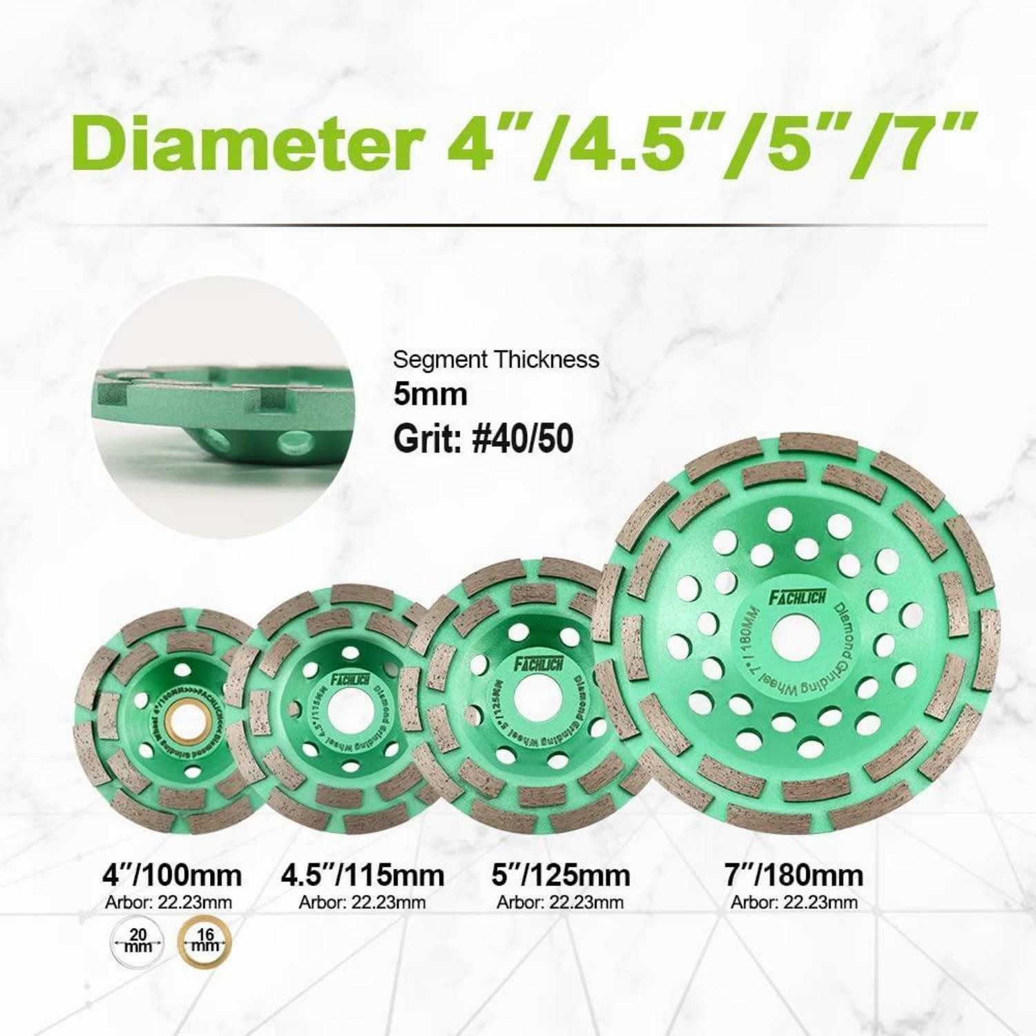 LuxusKollektion Schleifaufsatz Diamant Schleiftopf 115mm Doppelreihe