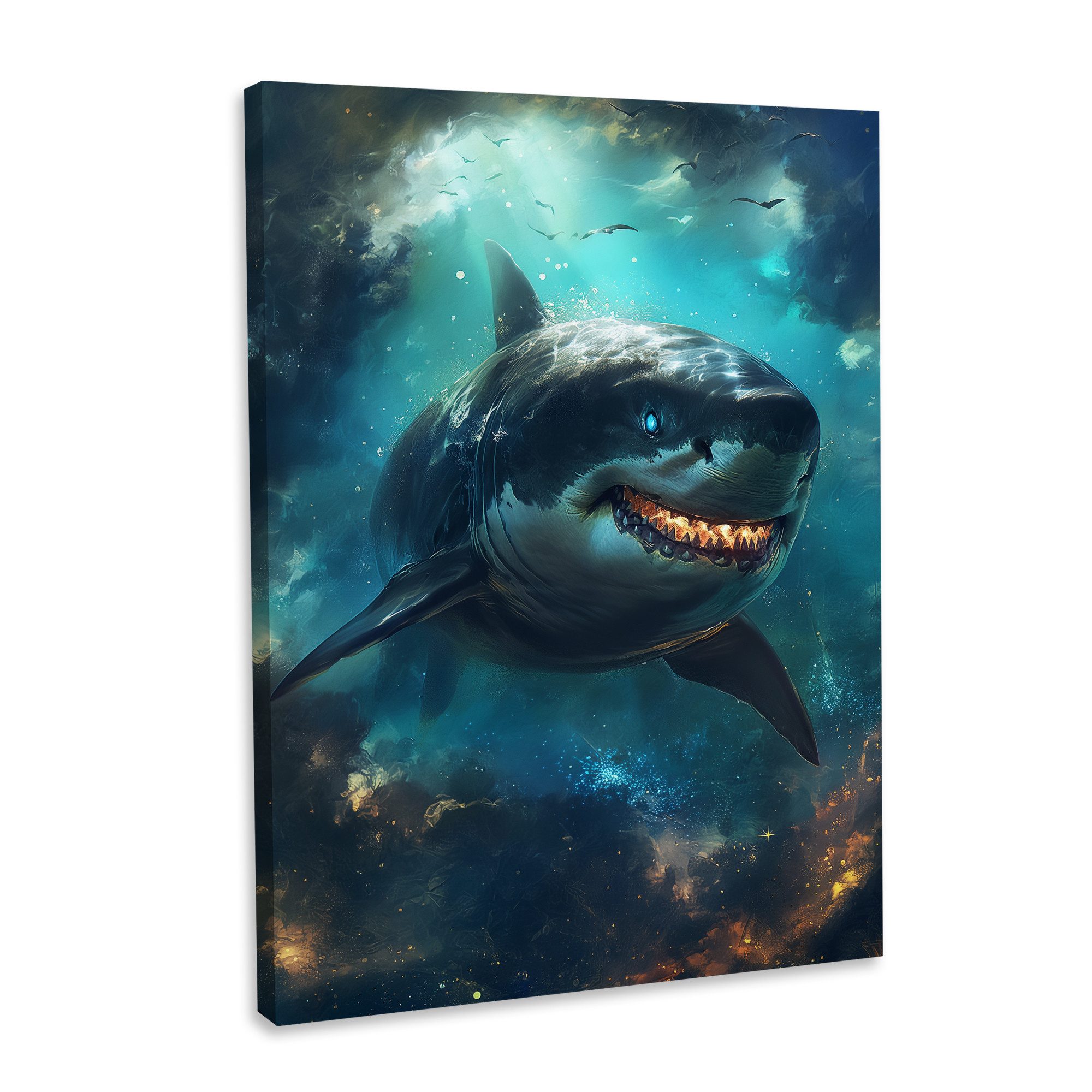 Hustling Sharks Leinwandbild Tier-Bild als XXL Leinwandbild "Weißer Hai#1" - Tierbild, in 5 unterschiedichen Größen verfügbar