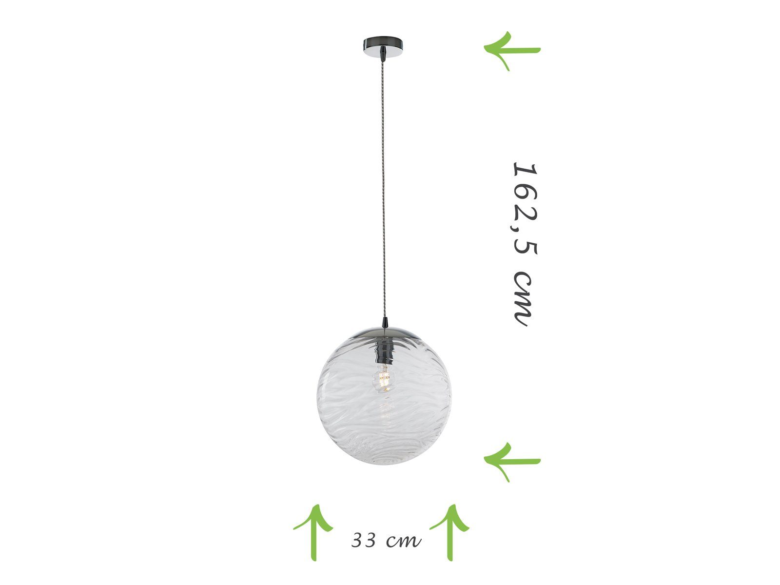 für Kücheninsel 33cm Dimmfunktion, Esstisch LED Warmweiß, hängend, & Pendelleuchte, Glas-kugel Designer meineWunschleuchte Ø über-n wechselbar, LED