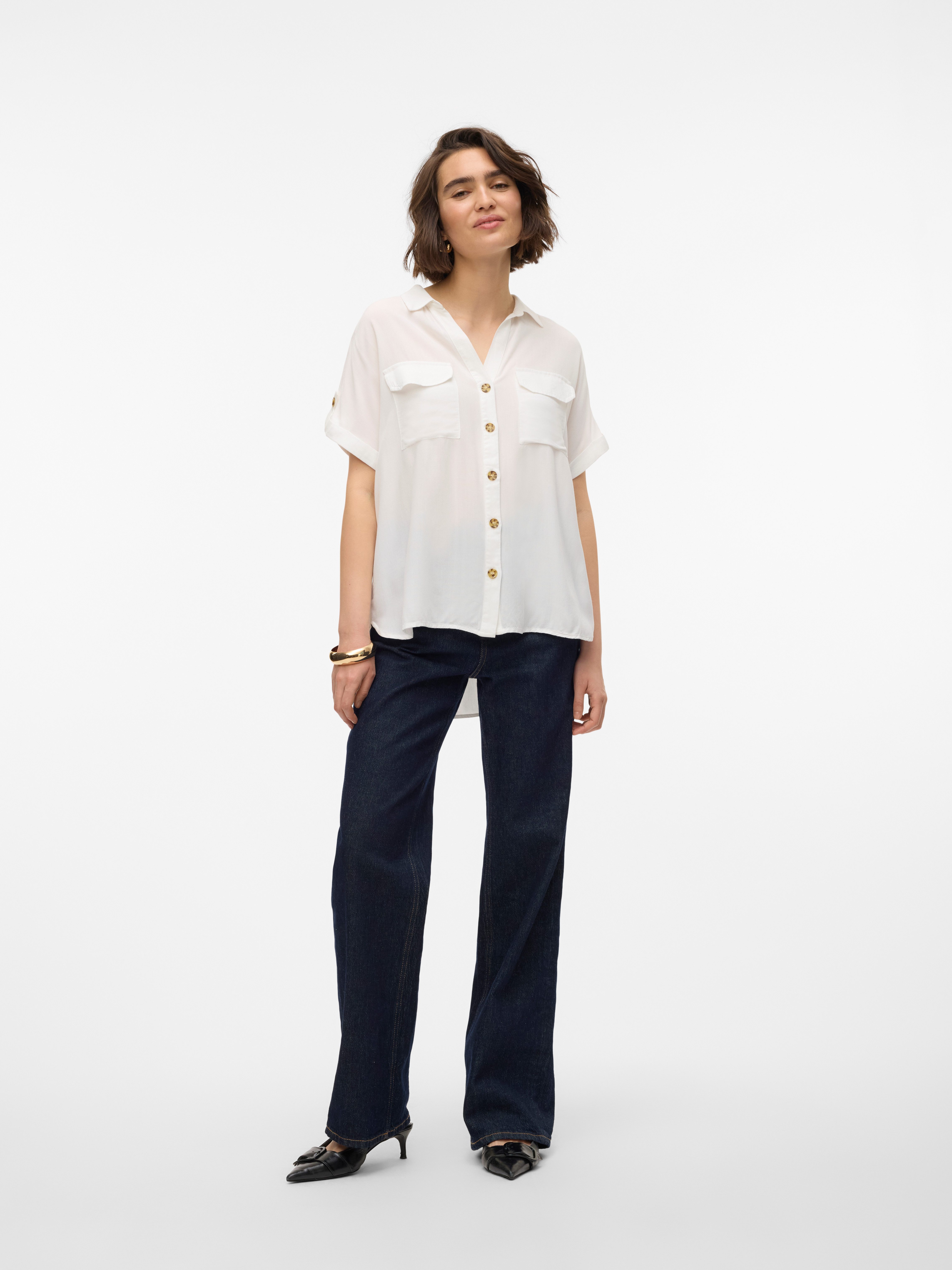 Vero Moda Kurzarmbluse VMBUMPY S/S SHIRT WVN GA NOOS Viskose, regular fit – Bild 5 von 5