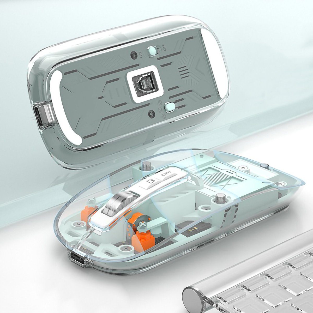 yozhiqu Magnetische kabellose Bluetooth-Maus, Tri-Modus (USB 2.4GHz + BT5.0) Maus (wiederaufladbare Computermaus, PC-Gaming-Maus mit 4 einstellbaren DPI)