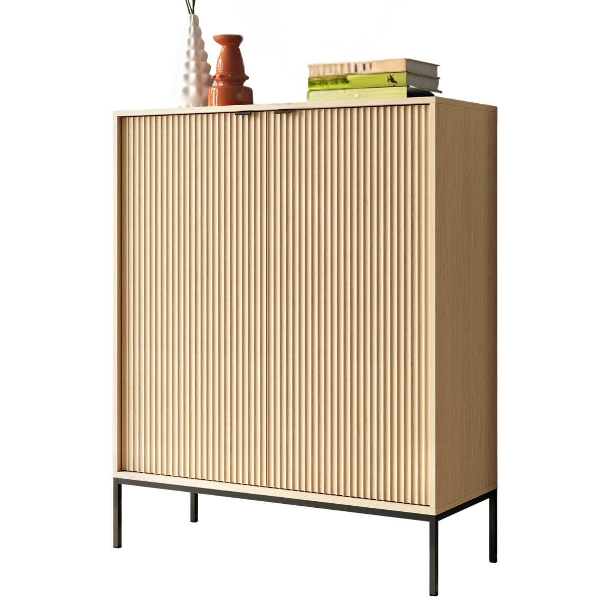 Compleo Kommode Hochkommode 104 cm breit, Eiche vincenza, Boho Stil LOVI