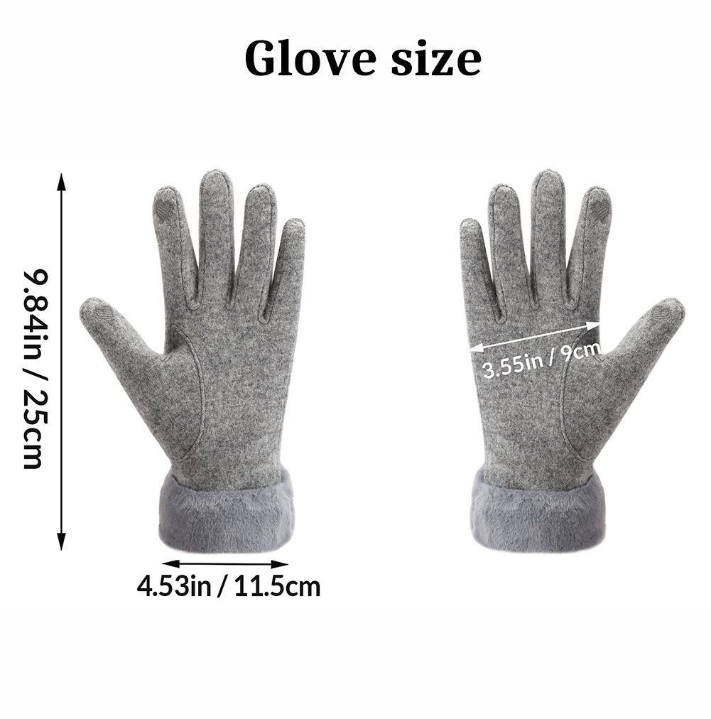 Grau Touchscreen-Handschuhe Warme Damen Winter Haiaveng Reithandschuhe Handschuhe Plüschhandschuhe