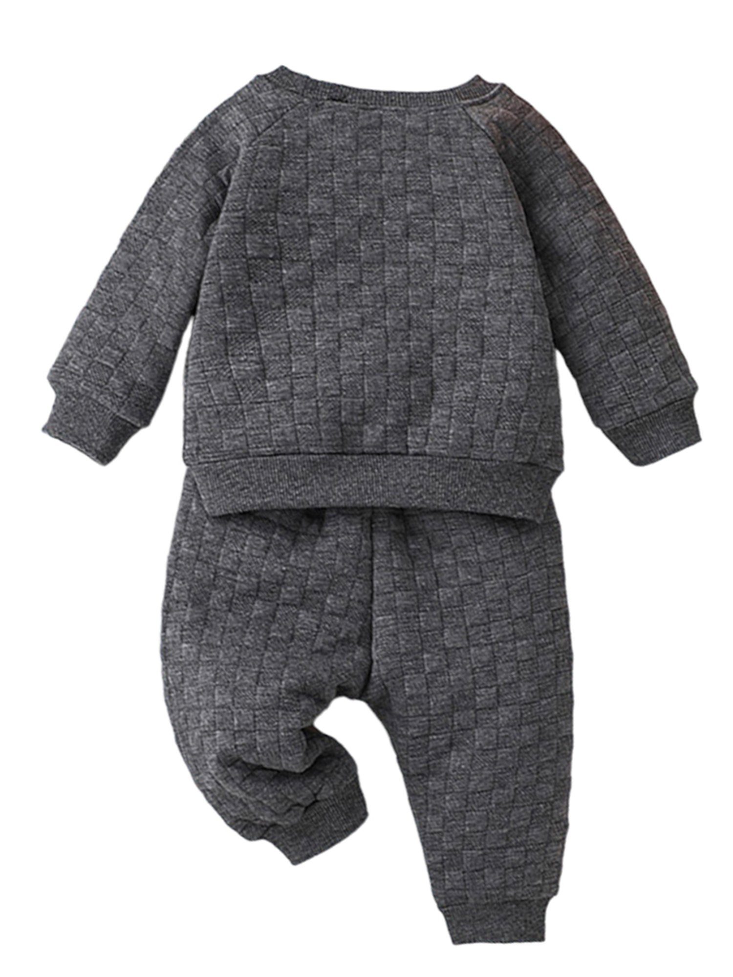 Hose Lapastyle & 2-tlg) Einfarbig Langarm-Pullover (Set, Hose für Jungen, Baby-Set und Langarmshirt