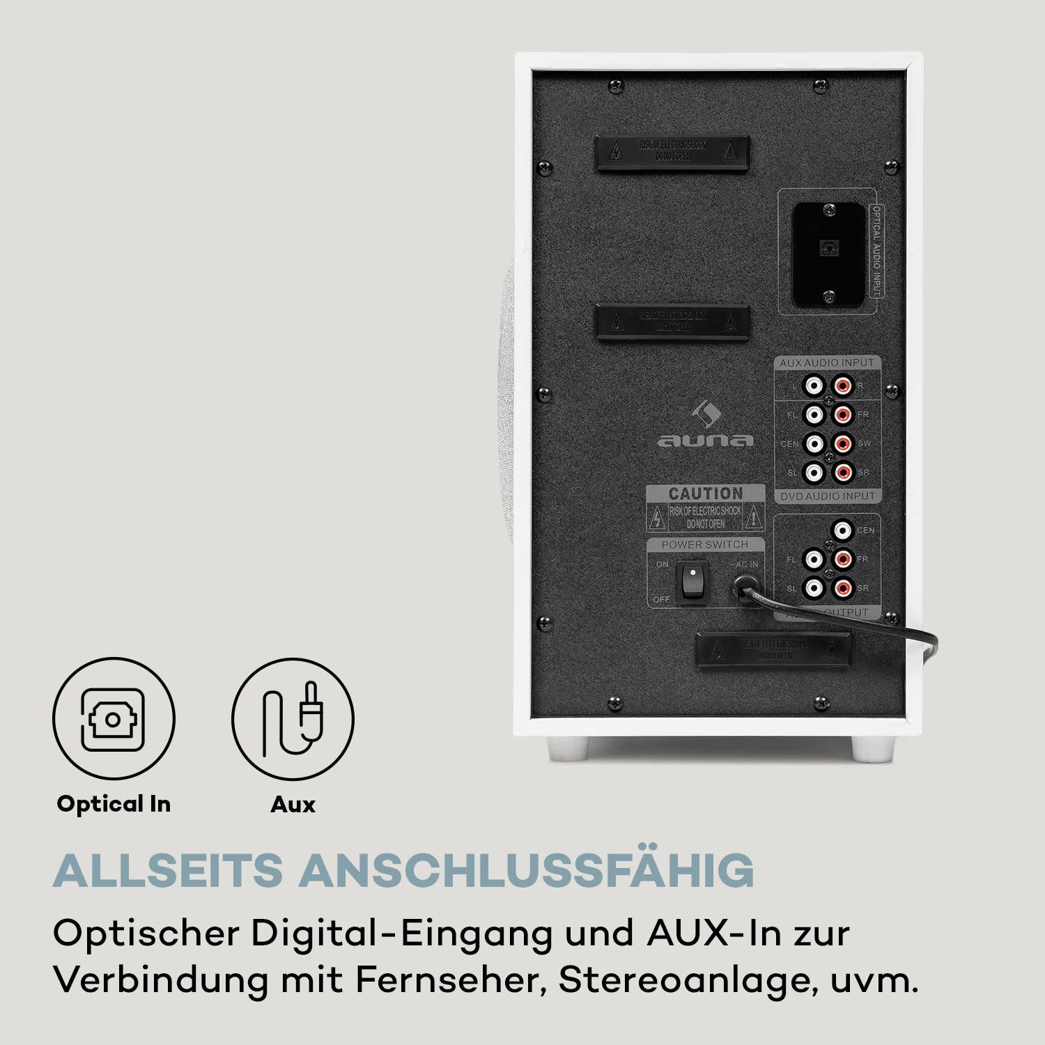 Auna Areal 525 Weiß (Bluetooth) Lautsprecher DG 5.1-Surround-System System 5.1