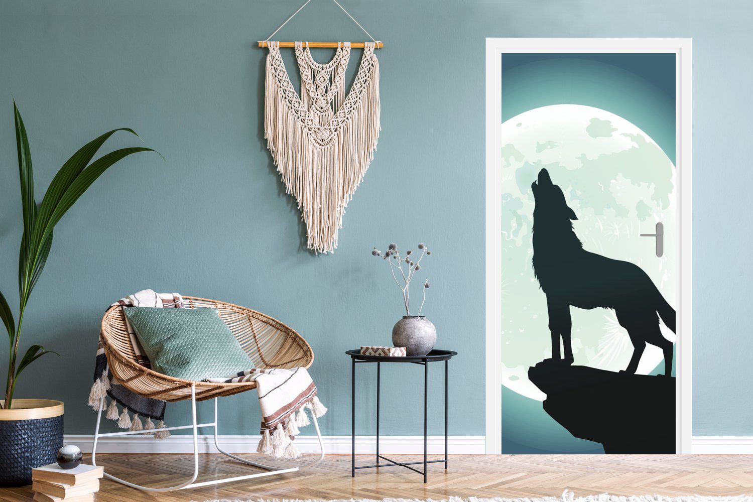 Wolf MuchoWow cm Mond 75x205 für - Matt, Fototapete (1 - St), Stein, Türaufkleber, bedruckt, Türtapete Tür,