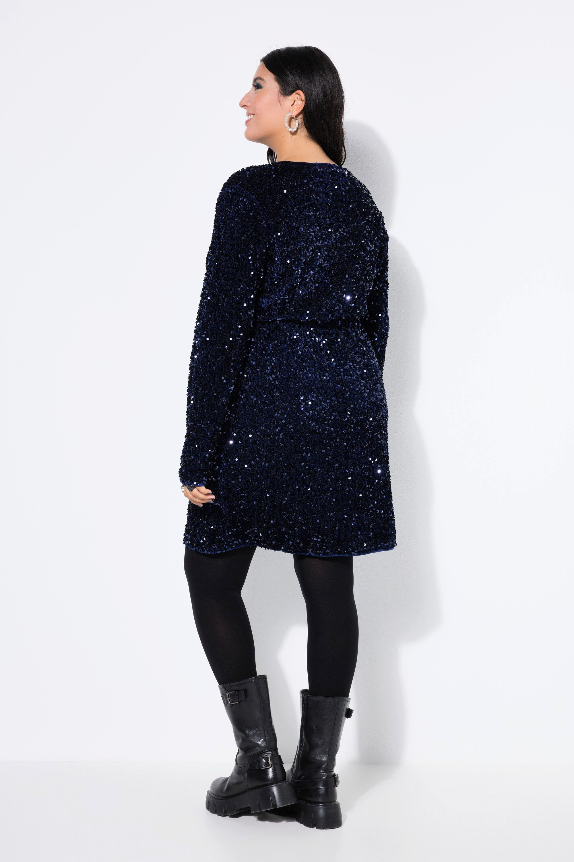 Studio Untold Minikleid Kleid Wickeloptik Pailletten V-Ausschnitt