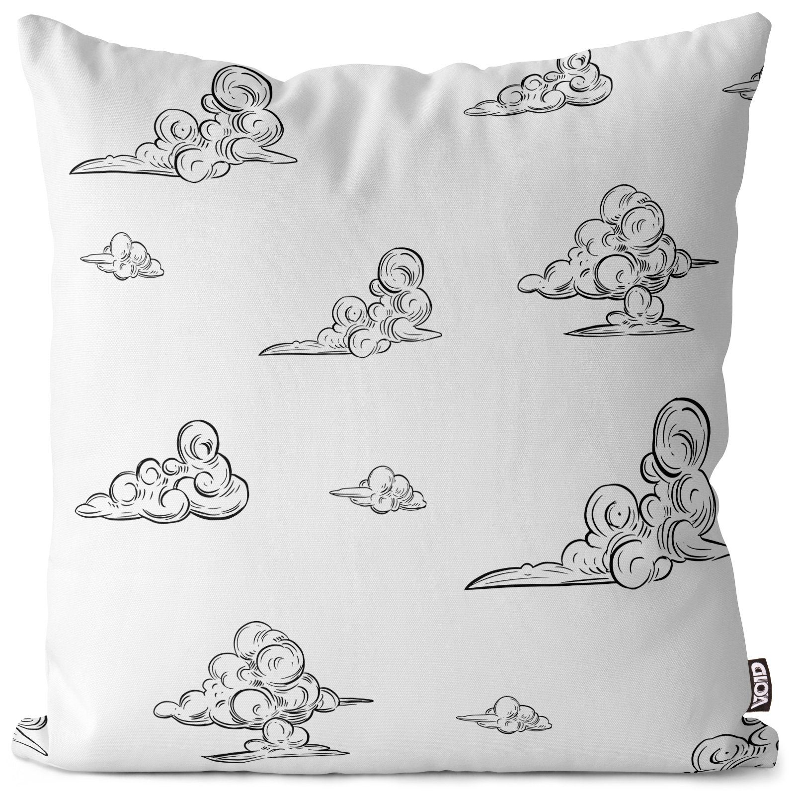 (1 Kunst Zeichnung Valentin Wolken romantisch Engel VOID Himmel weiss Dekoration Stück), sketch Liebe Natur Sofa-Kissen Gemälde schwarz Deko Kissenbezug,