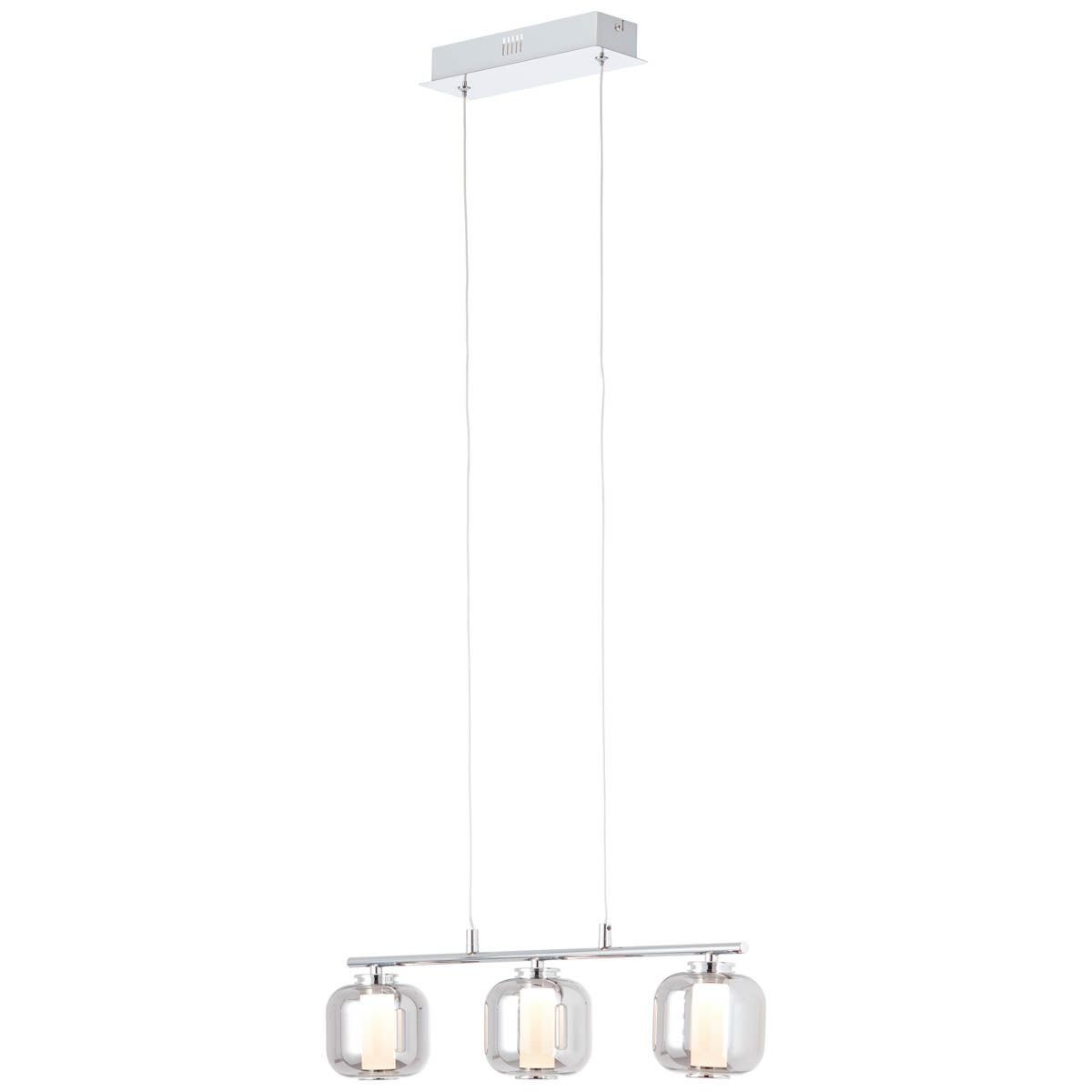 Brilliant Pendelleuchte Rafa, LED fest integriert, Warmweiß, LED 3flg Balken chrom/rauchglas