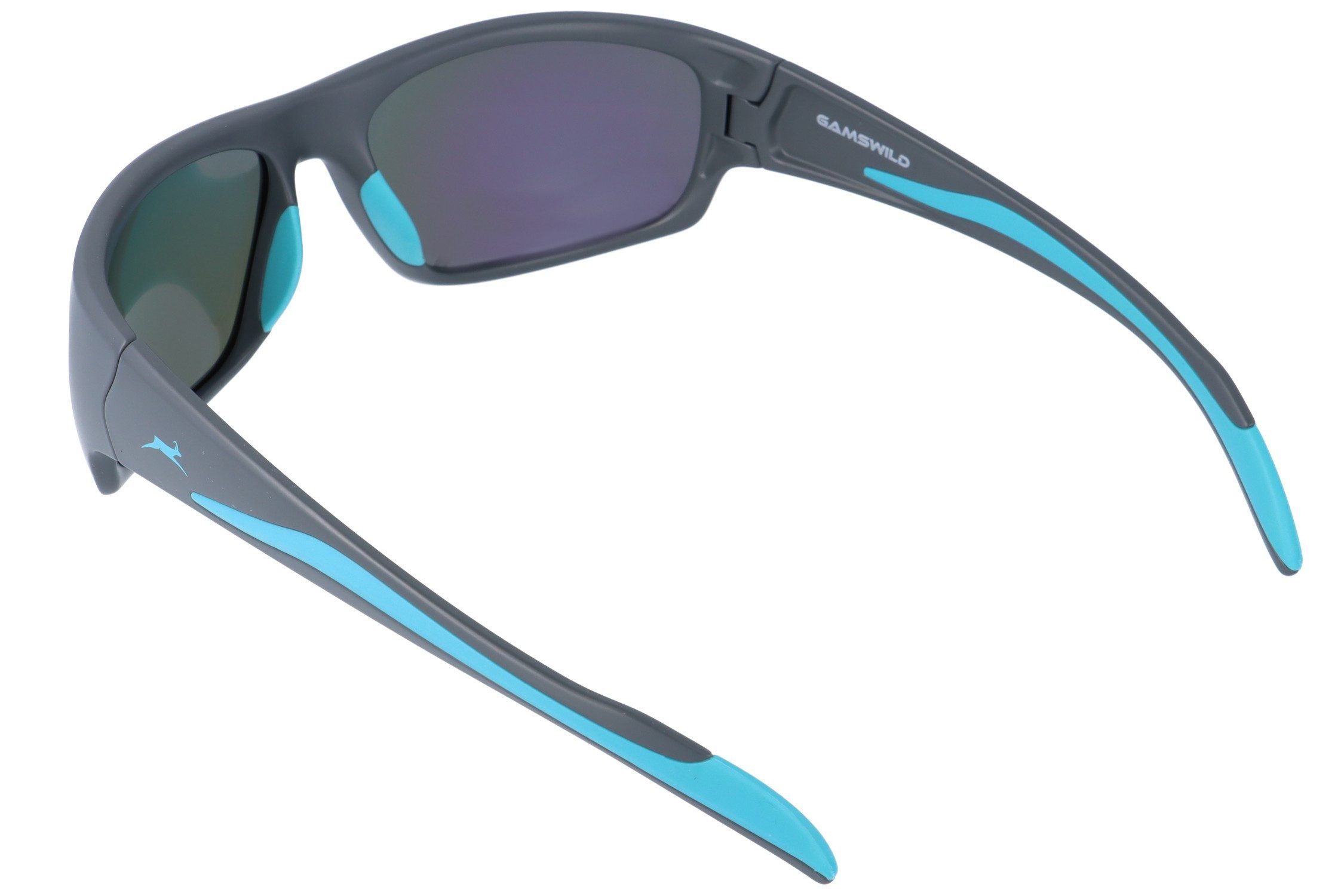 Gamswild Sonnenbrille UV400 Sonnenbrille Fahrradbrille extra breite Bügel Damen Herren Modell WS4035 in schwarz, blau, grau-türkis