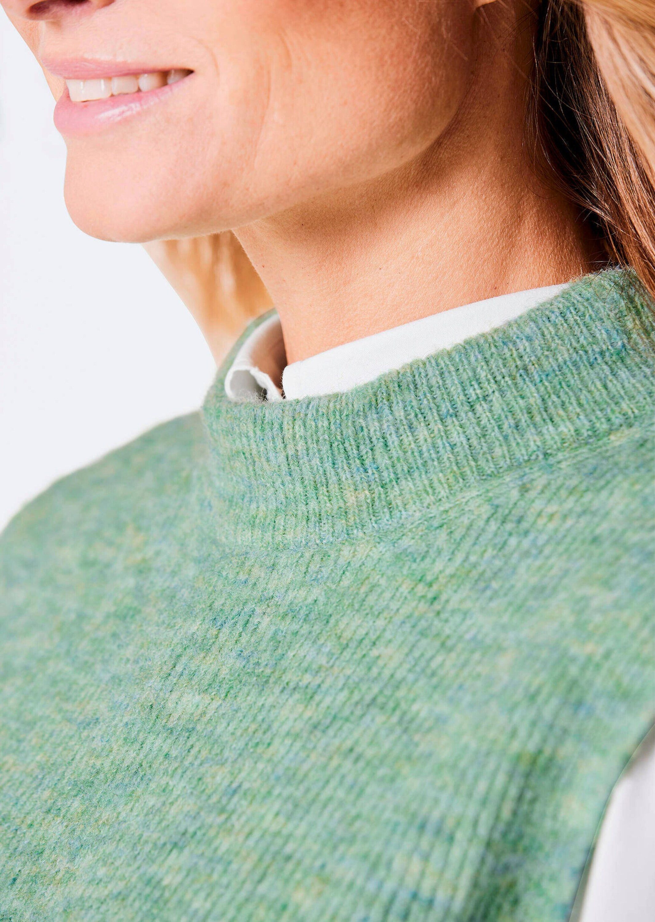 GOLDNER Strickpullover Edler Rippstrick Pullunder, Stehkragen Modischer Kurzarmpullover in hüftumspielenden Länge, hoher Kragen