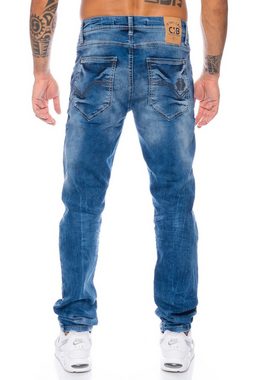 Cipo & Baxx Slim-fit-Jeans Herren Jeans Hose im casual Look mit dezenten dicken Nähten Dezente dicke Nähte