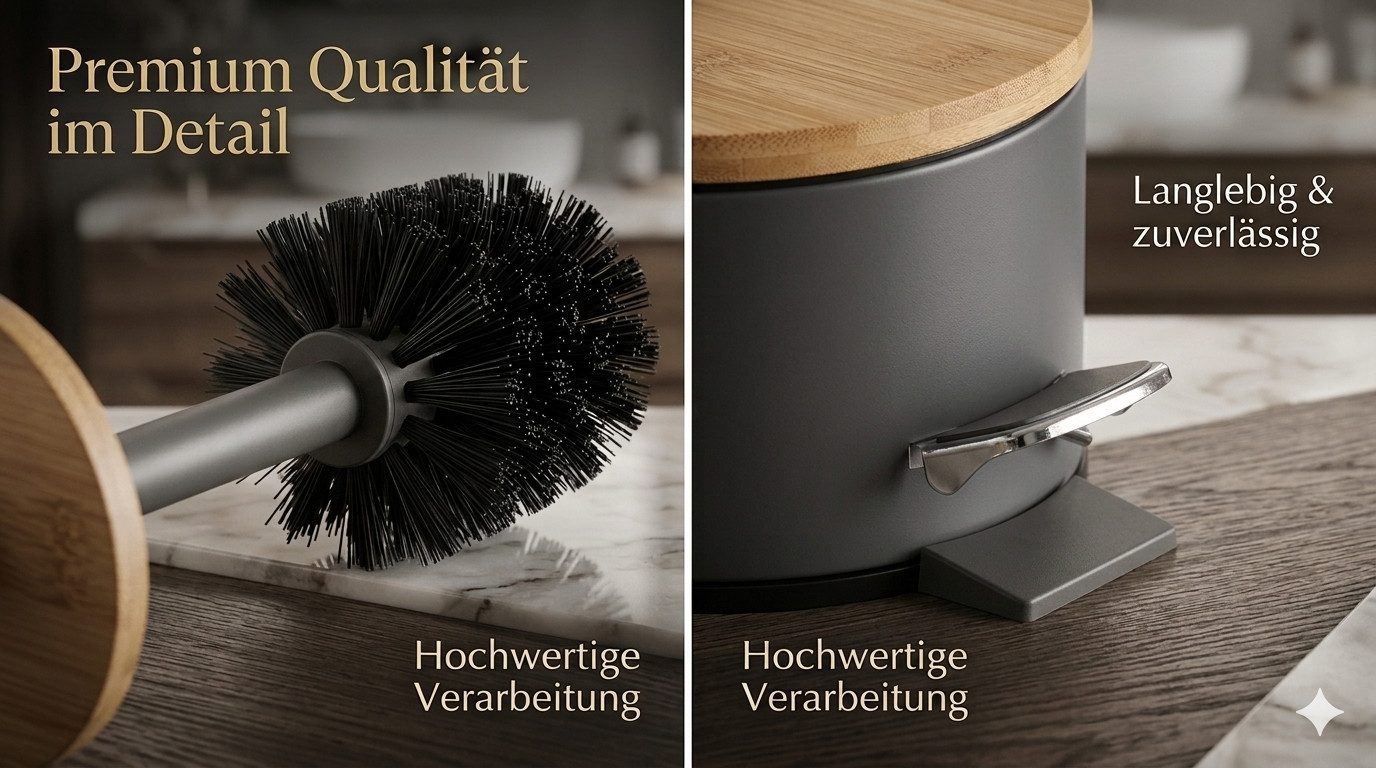 LikeKa Badaccessoire-Set 2 teilig Toilettenbürste und Kosmetikeimer matt mit Absenkautomatik – Bild 5 von 5