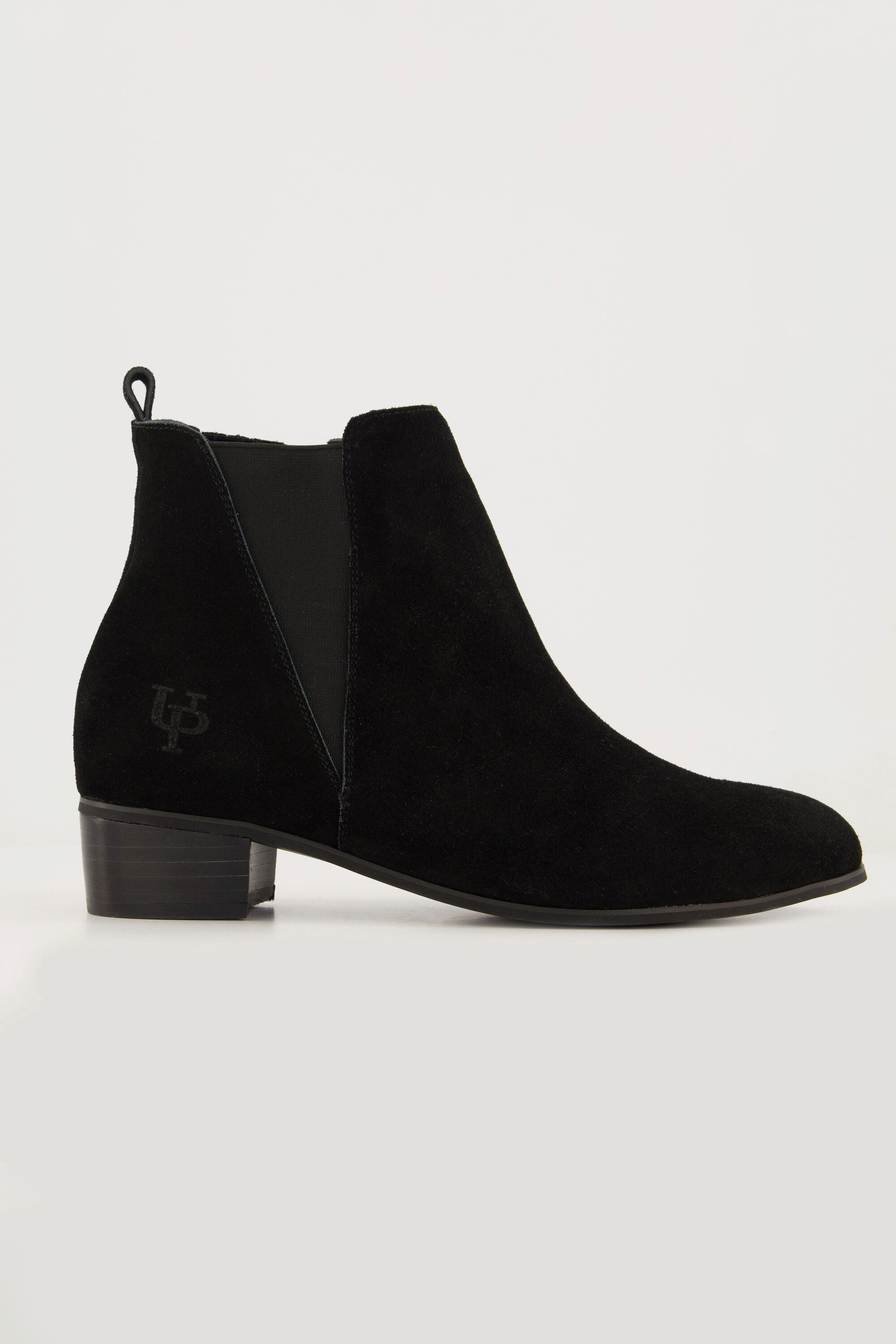 Ulla Popken Leder-Stiefeletten Veloursleder Elastikeinsatz Stiefelette günstig online kaufen