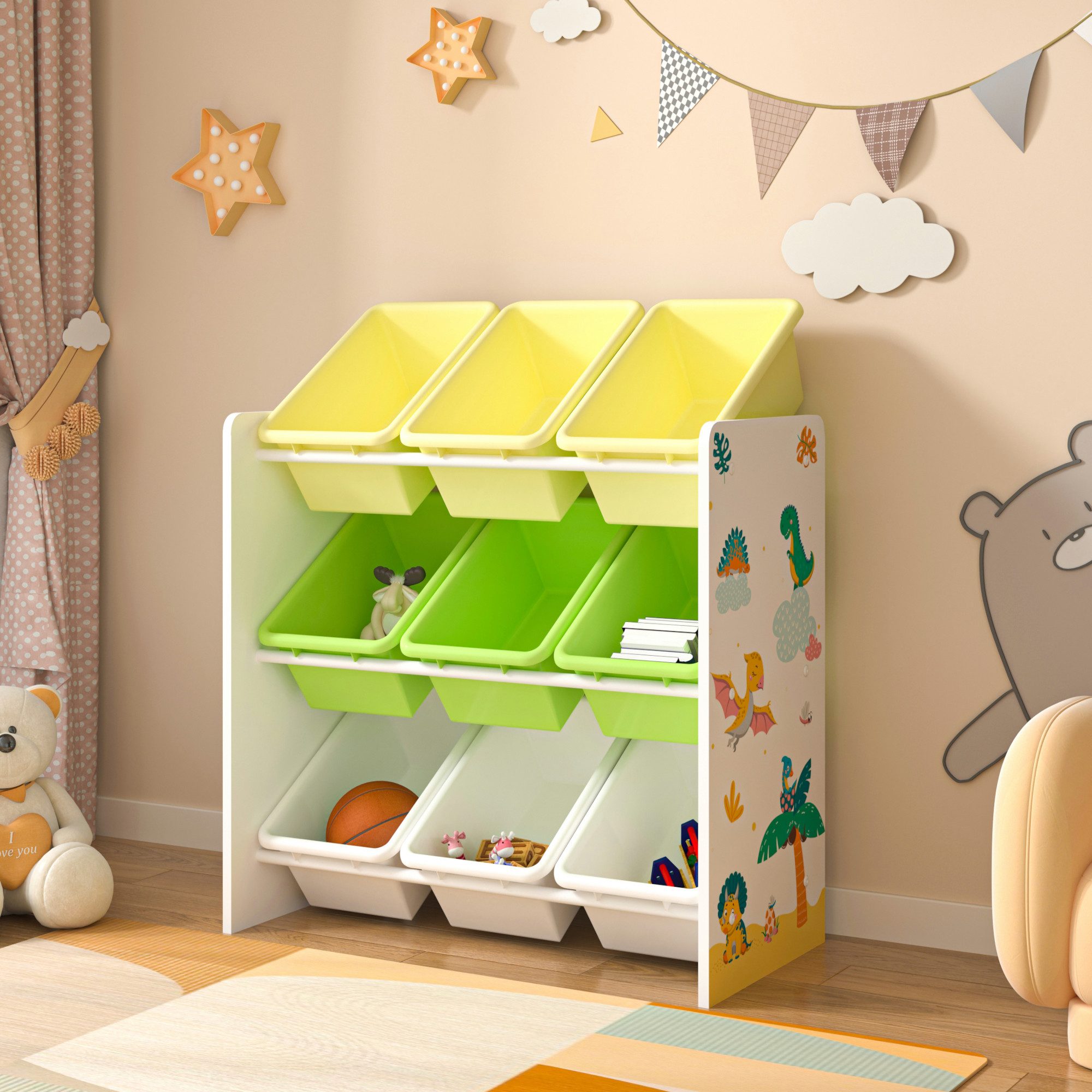 en.casa Kinderregal, »Muxía« mit 9 Ablagekisten günstig online kaufen