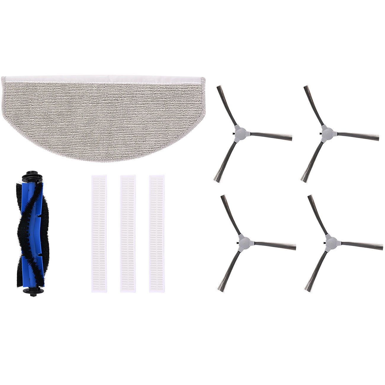 shop'n smile ideoon Staubsaugerdüsen-Set Ersatzteile-Set 3in1 Saug-Wischroboter (CH11054), mit HEPA-Filter, Seitenbürste, Rollbürste, Wischtuch