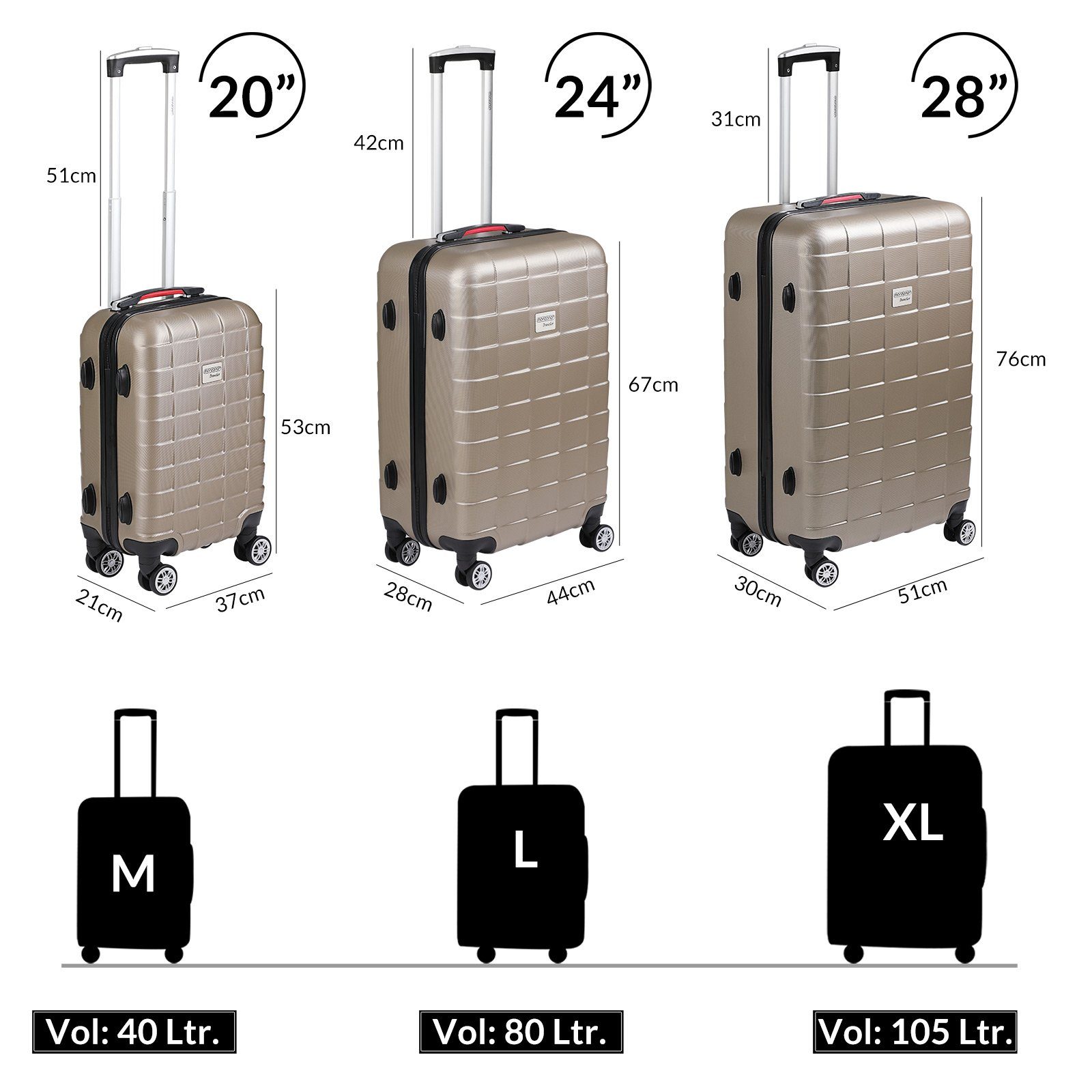 monzana Hartschalen-Trolley Exopack Line, 4 Rollen – Bild 5 von 5