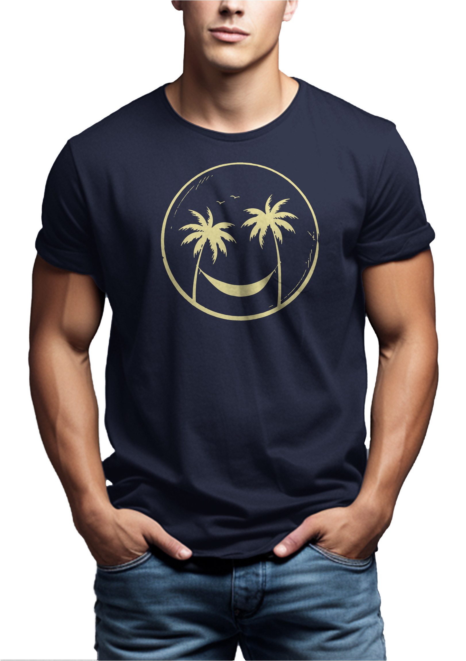 MAKAYA T-Shirt Lustiges Printshirt für Herren – Palmen, Sonne & Strand-Moti günstig online kaufen