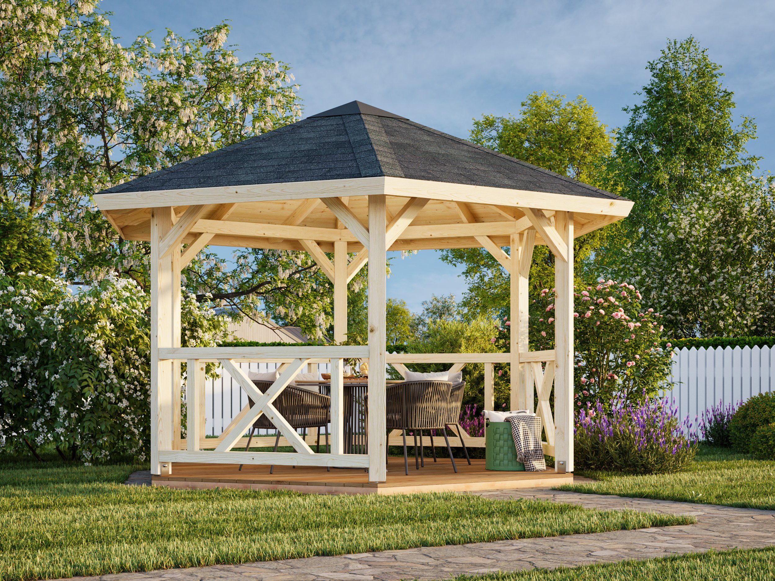 Palmako Holzpavillon Betty, BxTxH: 423x423x313 cm