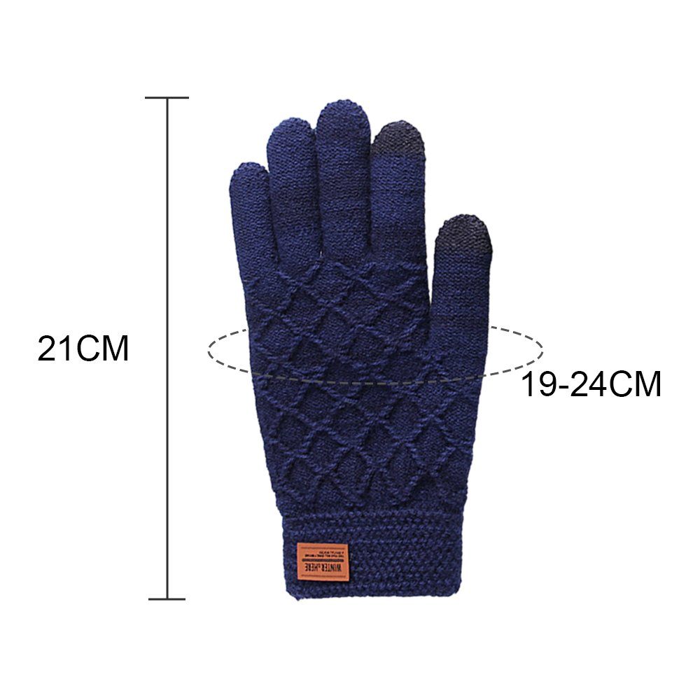 LAPA Handschuhe Herren HOME Outdoor Touchscreen Strickhandschuhe Warme Strick Dick (Paar) Rauten-Dunkelgrau Winter Handschuhe Fahrrad Handschuhe Fleecehandschuhe