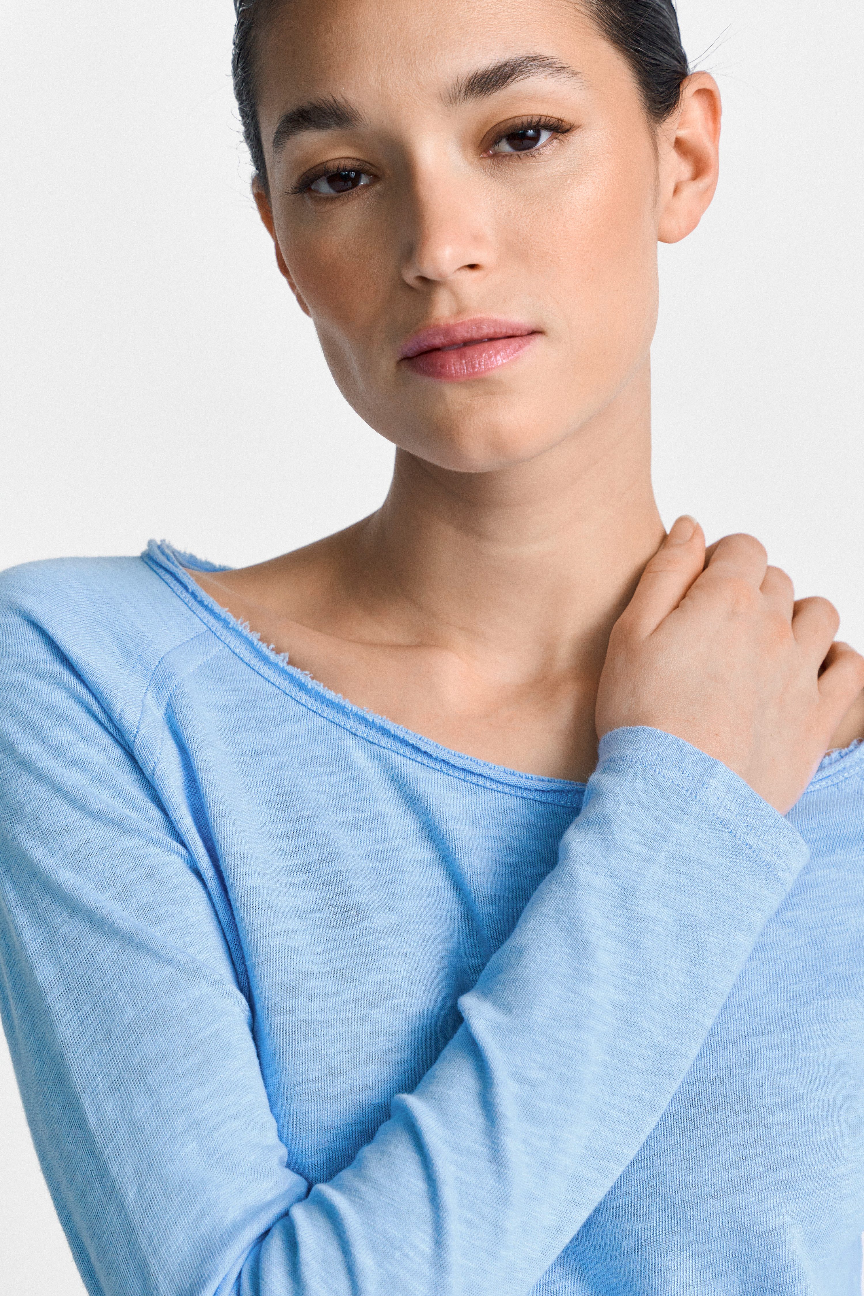 RICHROYAL Langarmshirt 2409 O HJ LS mit offener Ausschnittkante und Saum günstig online kaufen