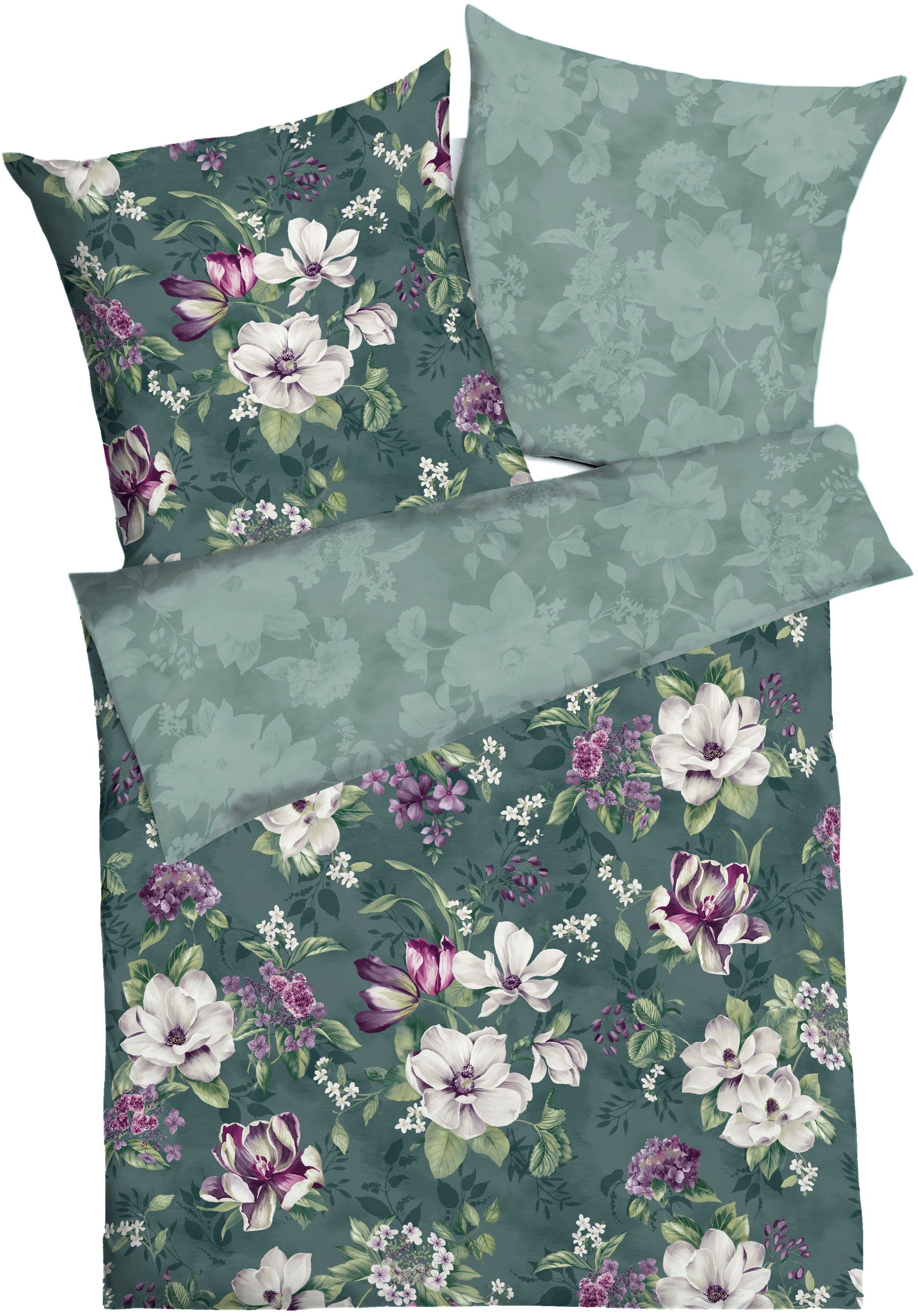 Kaeppel Wendebettwäsche Magnolia, Mako-Satin, 2 teilig, Mit Blumenmuster