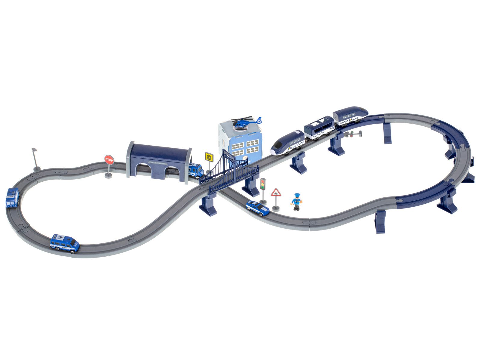 Ikonka Spielzeugeisenbahn-Set Elektrischer Polizei-Zug mit Schienen und Fah günstig online kaufen