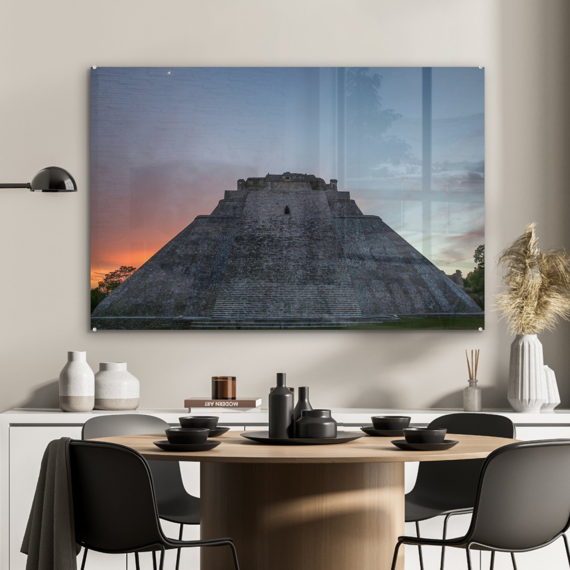 MuchoWow Acrylglasbild St), & - Acrylglasbilder Itzá Schlafzimmer (1 Mexiko, - Wohnzimmer Chichén Pyramide