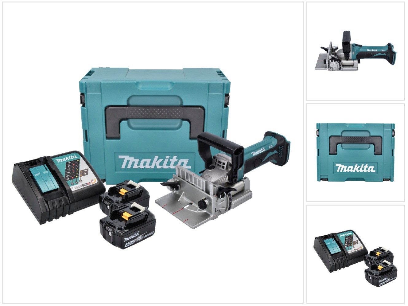 Makita Nutfräse DPJ 180 RMJ Akku Nutfräse 18 V 100 mm + 2x Akku 4,0 Ah + Ladegerät +