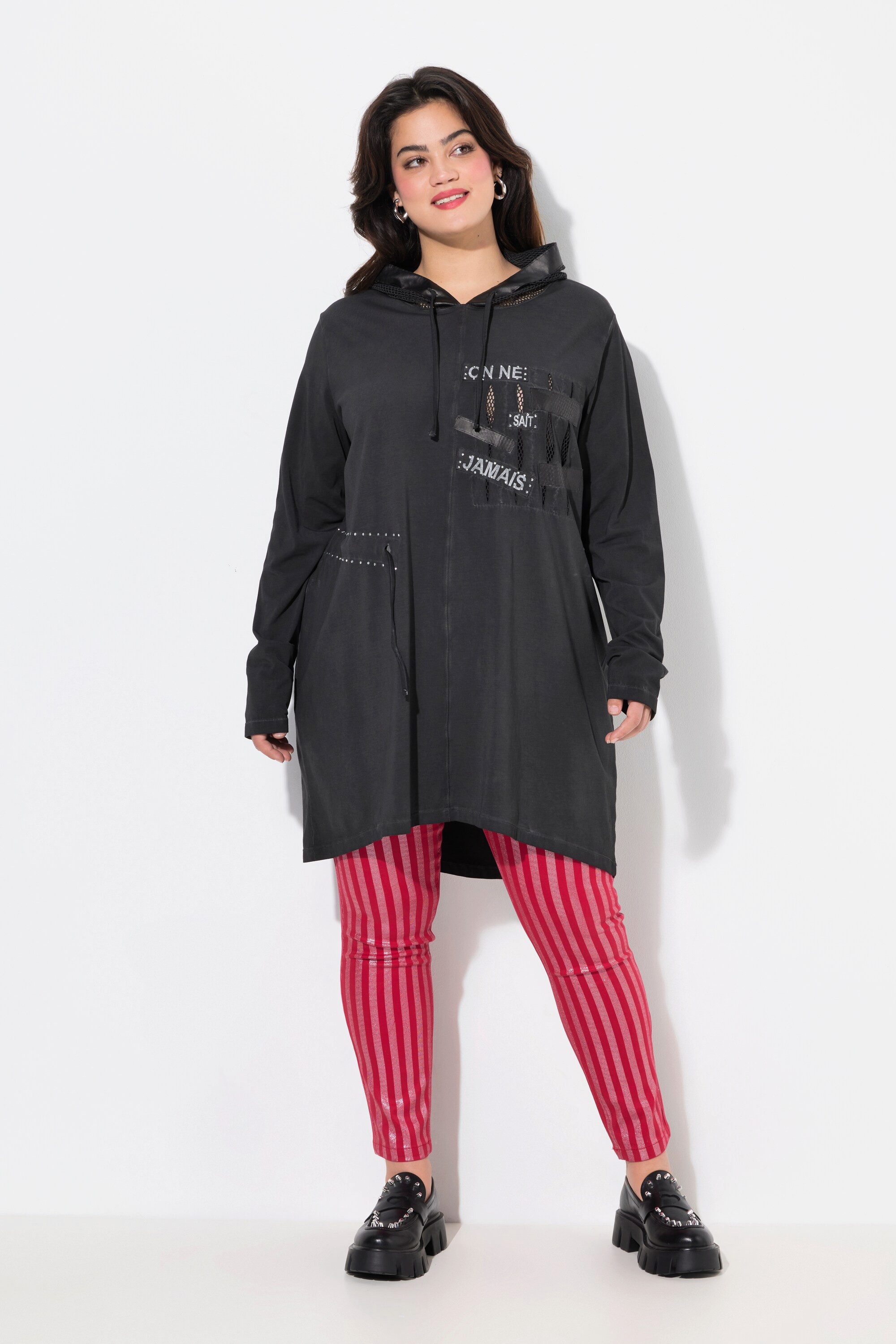 Sweatshirt Long-Sweatshirt oversized Netz-Kapuze