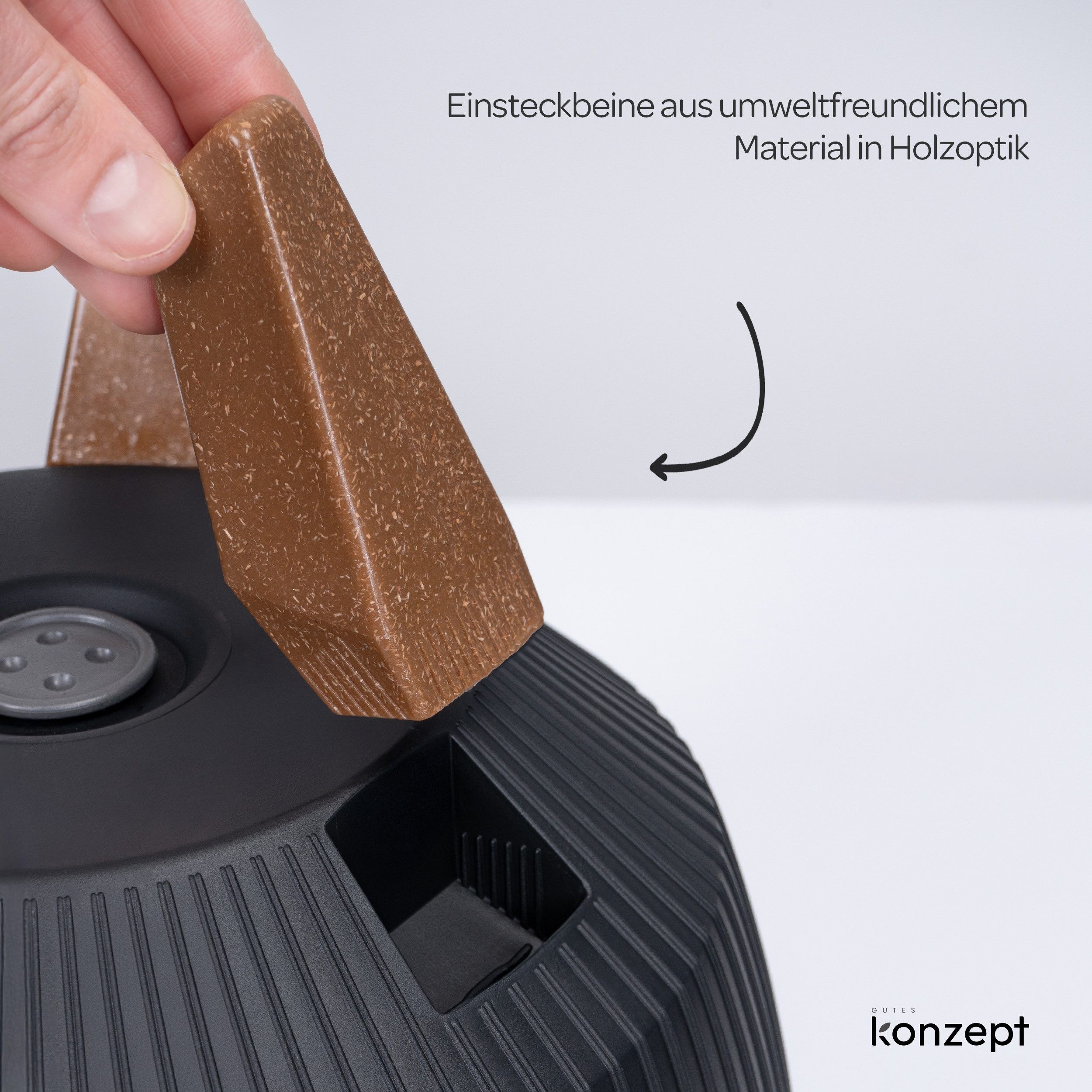 KONZEPT Blumentopf Pflanzschale 24/29cm Blumentopf mit Füßen, mit Wasserabfluss-Einsatz, wetterfest & UV-beständig, Übertopf für Innen & Außen – Bild 5 von 5