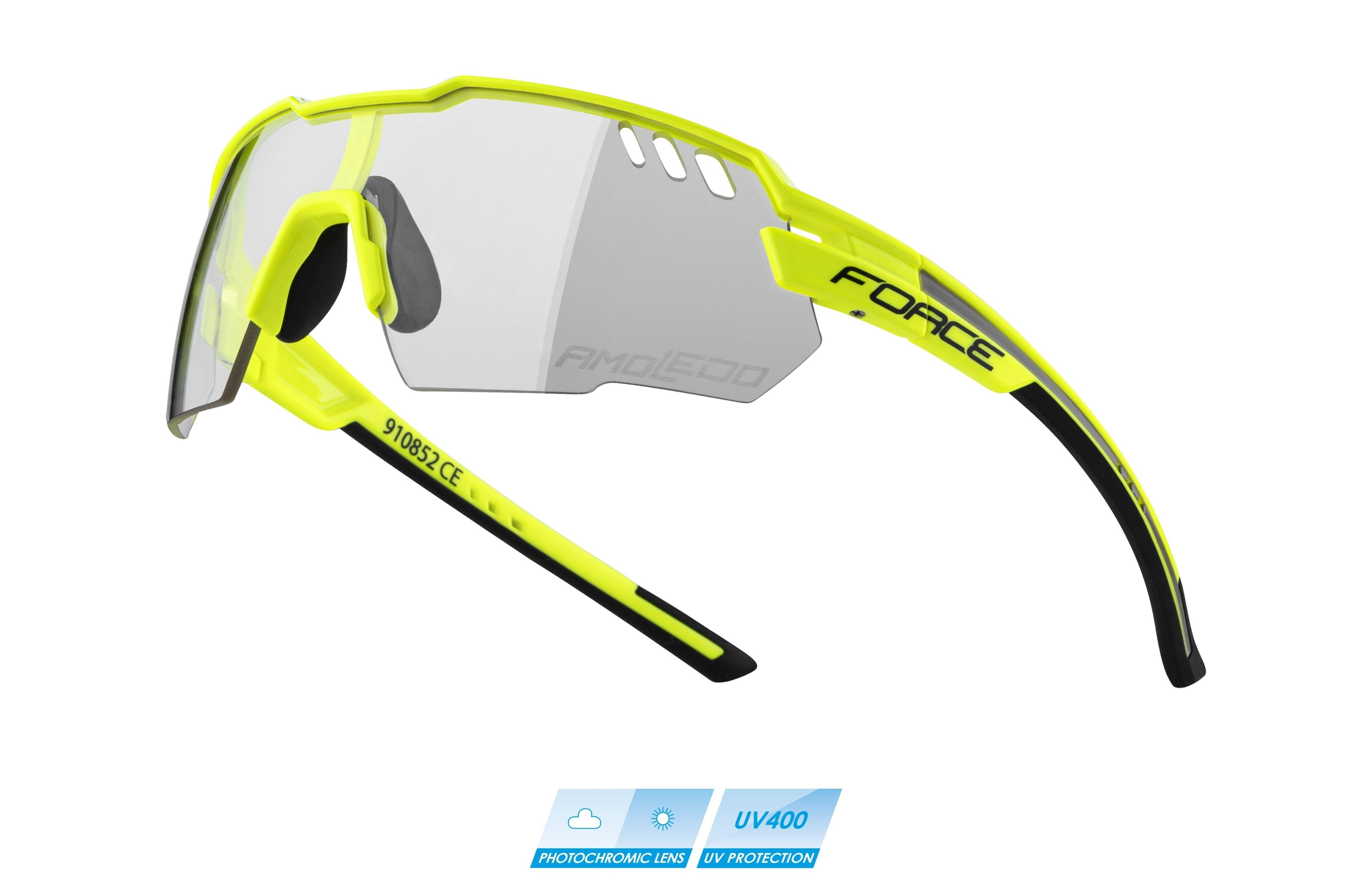 FORCE Fahrradbrille Sonnenbrille FORCE AMOLEDO gelb phototrope Linse