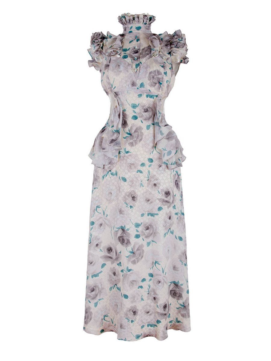 RUA & RUA Maxikleid Romantisches Cut Out Kleid aus Seide
