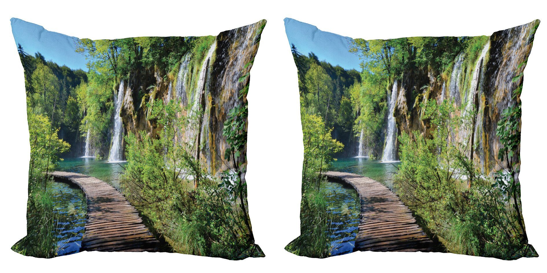 Kissenbezüge Modern Accent Doppelseitiger Digitaldruck, Abakuhaus (2 Stück), See Theme Boardwalk Wasserfälle