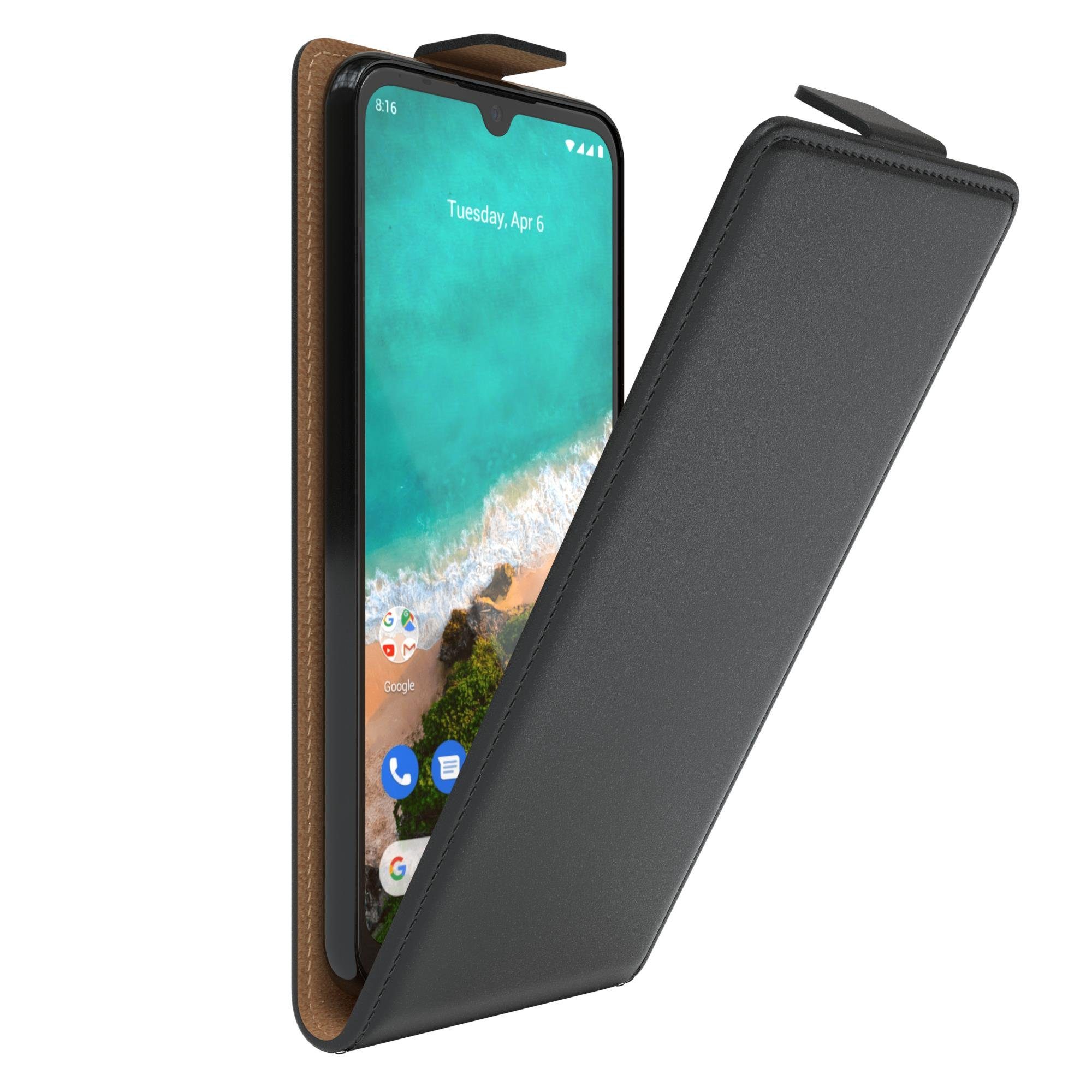 EAZY CASE Handyhülle Flipcase für Xiaomi Mi A3 6,09 Zoll, Tasche Klapphülle Handytasche zum Aufklappen Etui Kunstleder Schwarz