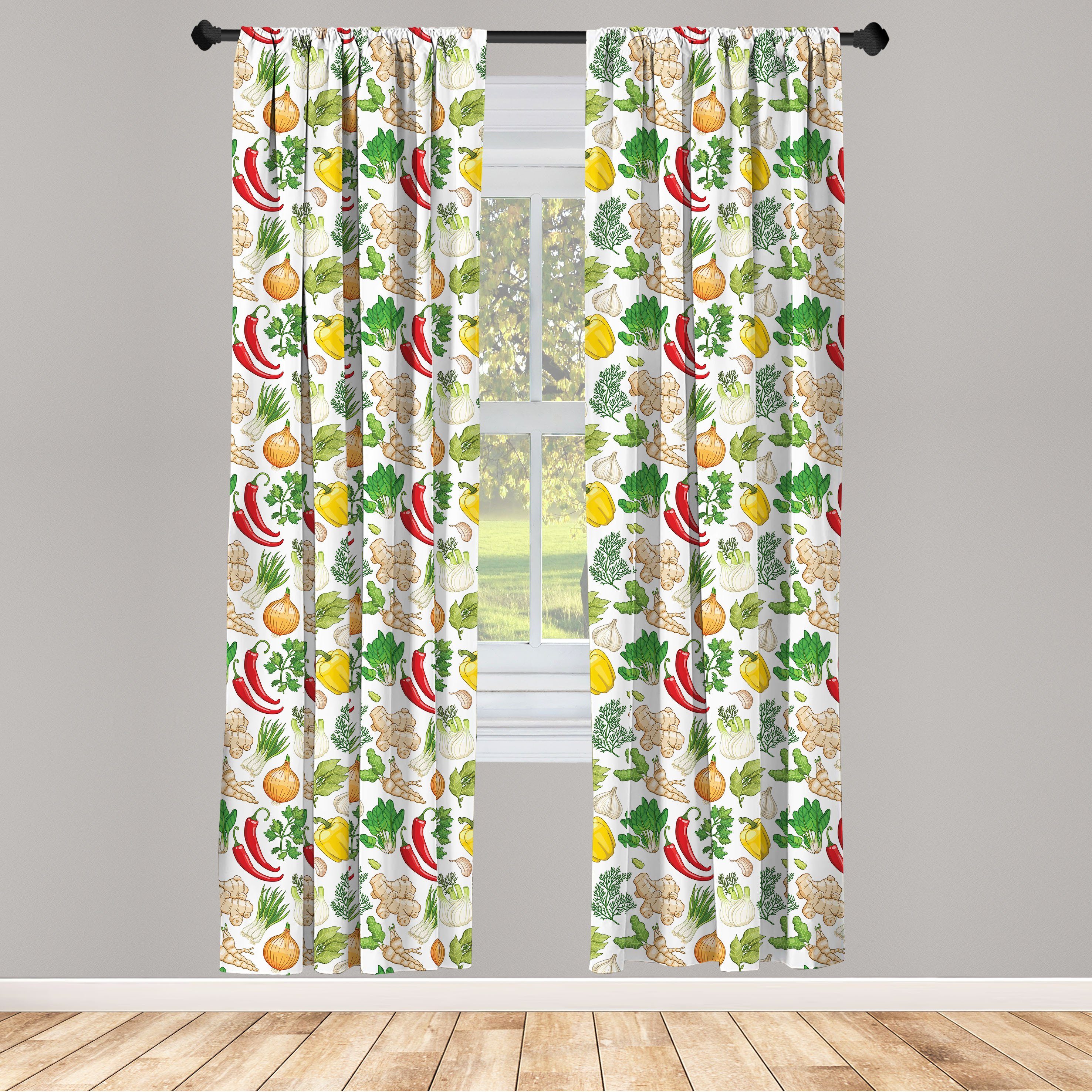 Gardine Vorhang für Wohnzimmer Schlafzimmer Dekor, Abakuhaus, Microfaser, Gemüse Kräuter Spinat Petersilie