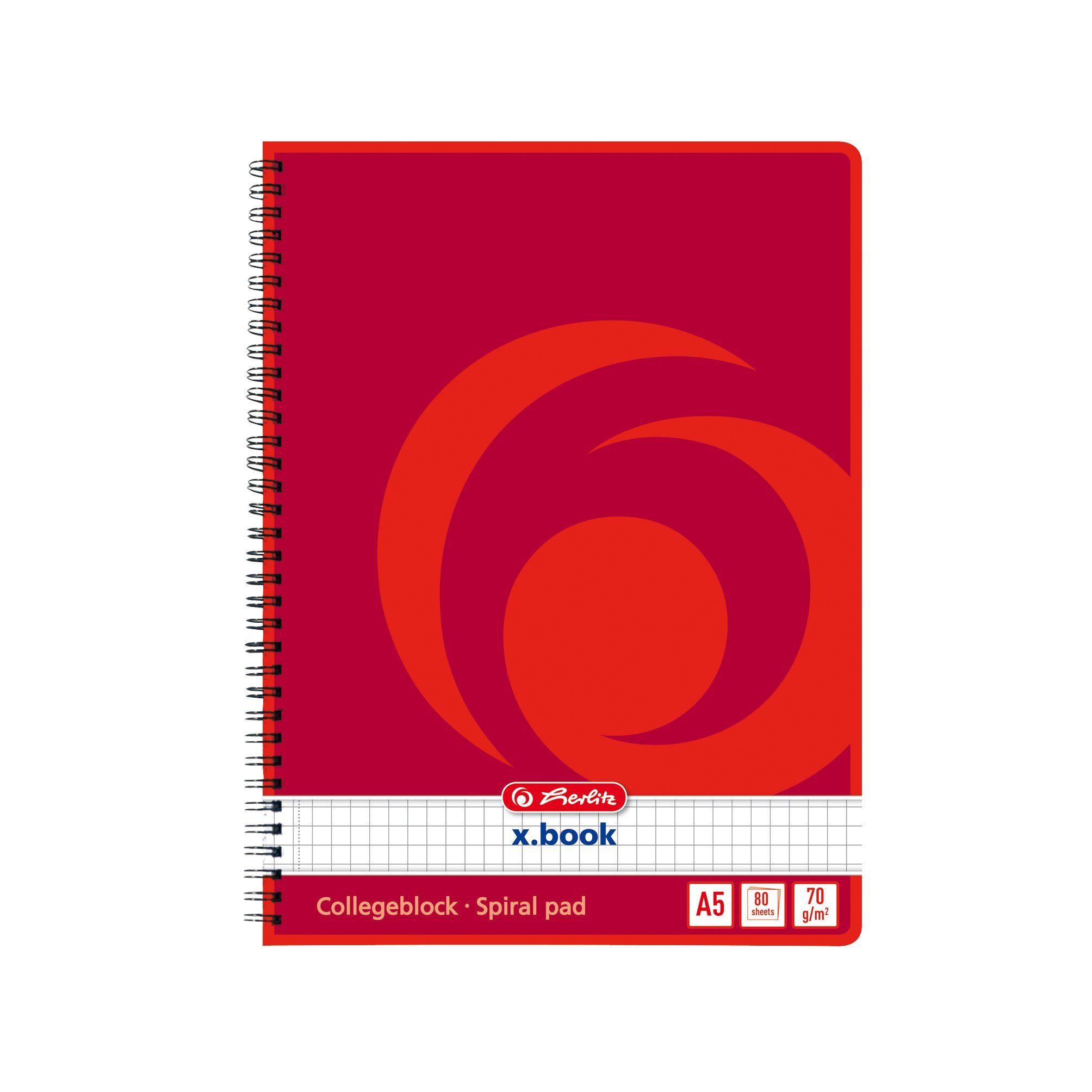 Collegeblock 4x Herlitz Collegeblock / DIN A5 / Spiralblock / kariert / 80 Blatt je