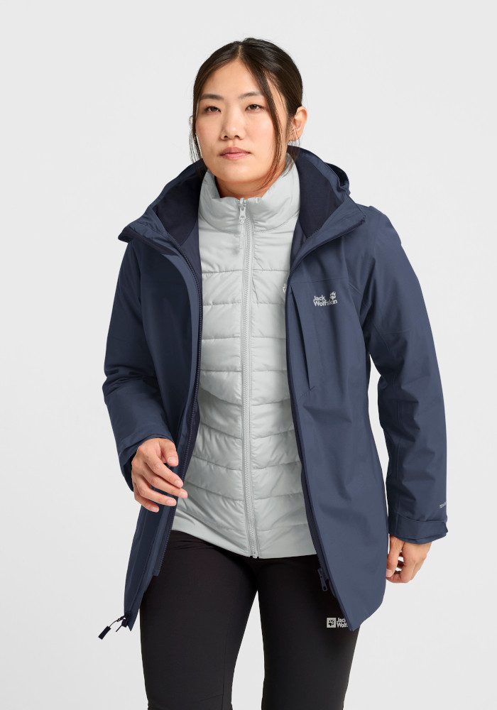 Jack Wolfskin 3-in-1-Funktionsjacke HUNBERG 2 3IN1 JKT W 3-in-1 Jacke, wasserdicht, winddicht und atmungsaktiv