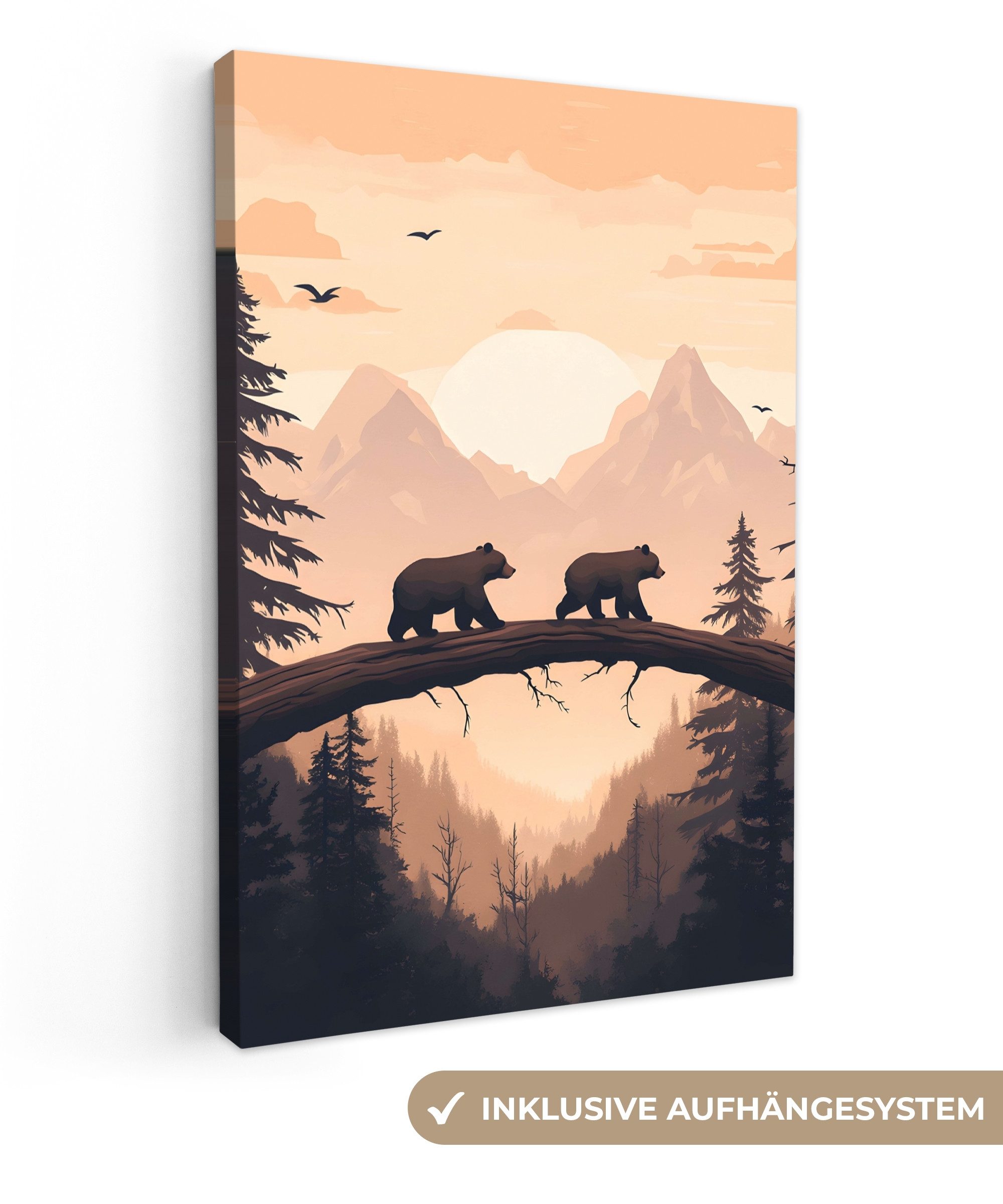 OneMillionCanvasses® Leinwandbild Bären - Bäume - günstig online kaufen