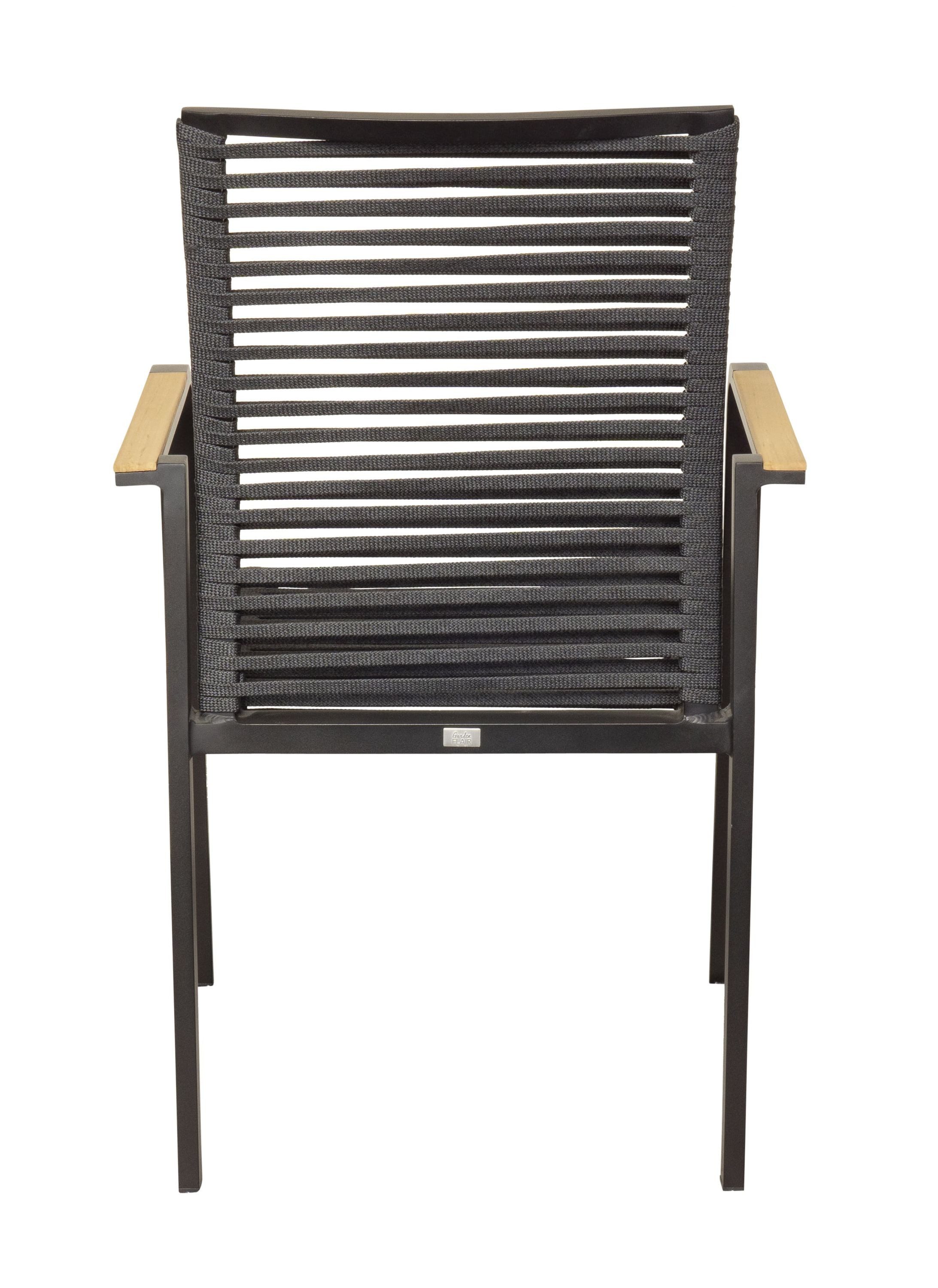 LC Garden Rattanstuhl LC Garden »Toronto« Stapelstuhl Rope schwarz Rope-Geflecht stapelbar (1 St)