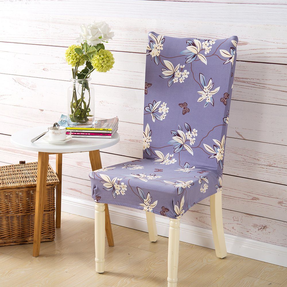 Stuhlhusse Geometrische Stuhlhusse Set mit Blumenmuster in Erhältlich in 17Farben, BTTO, Sitzflächenhusse langlebig verfügbar für Esszimmer Party Dekor Farbe #1-1