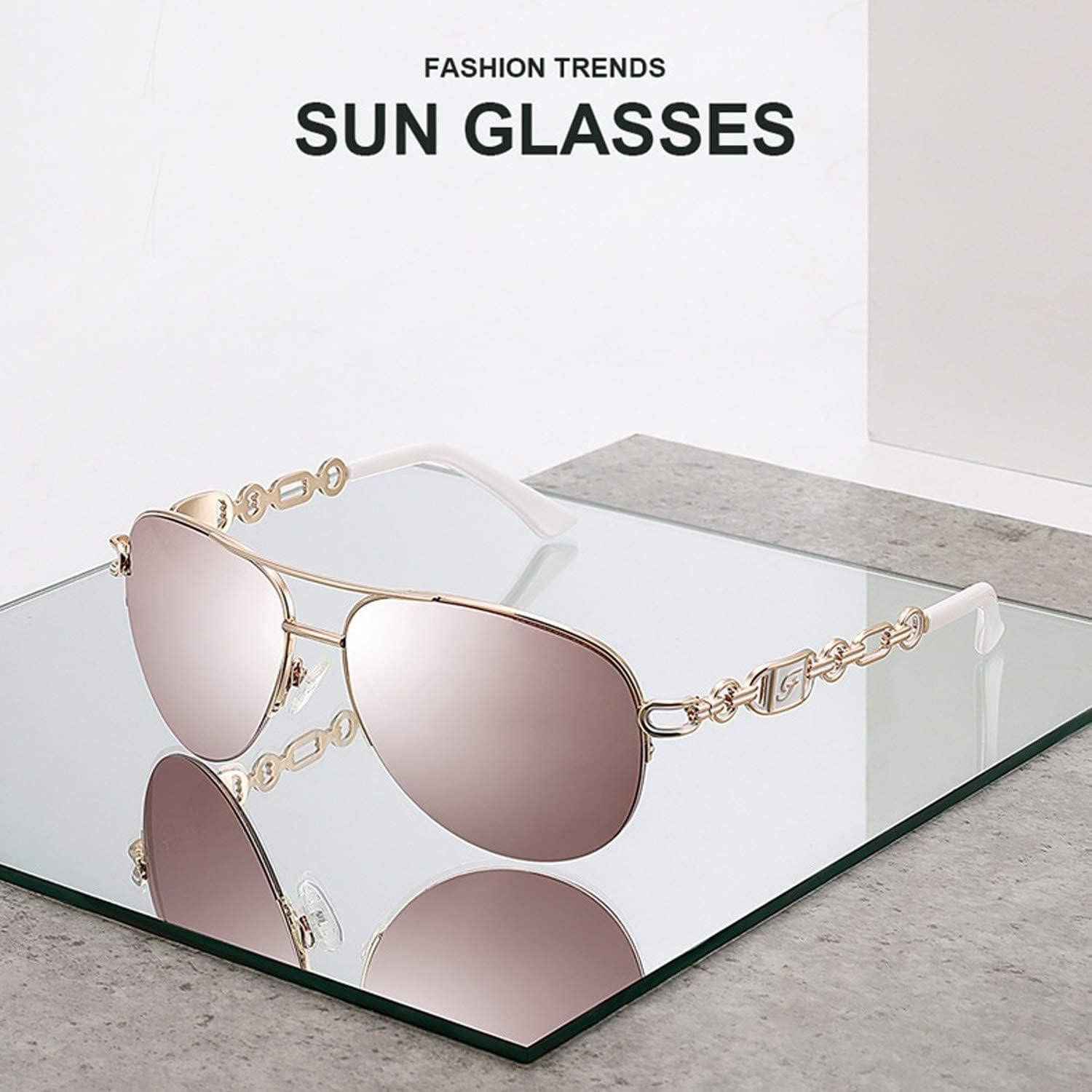LuxusKollektion Pilotenbrille Sonnenbrille Damen UV400 Gestell Gold Gläser Pink Verspiegelt
