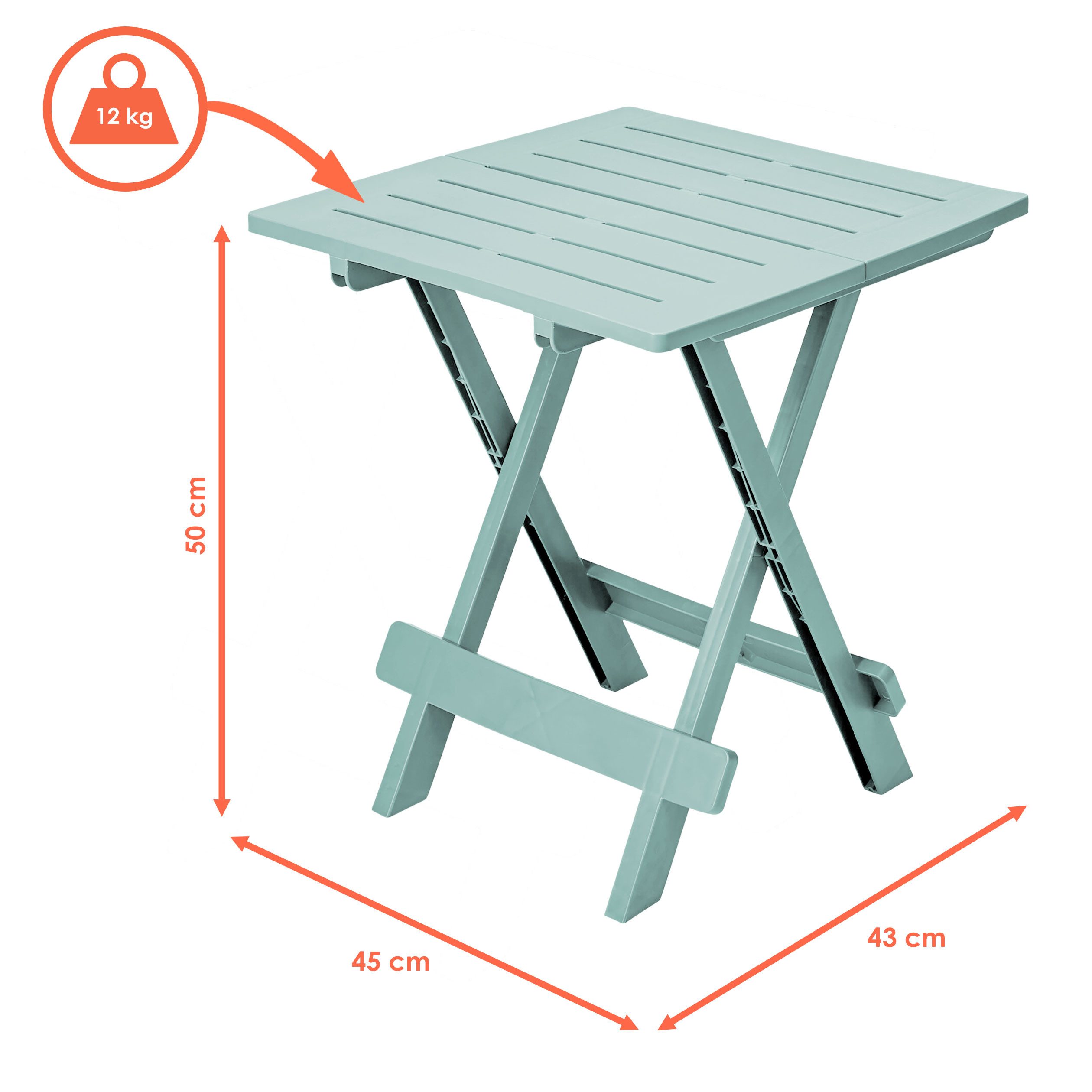 Spetebo Gartentisch Kunstoff Klapptisch ADIGE - hellblau (Stück, 1-St., Kunststoff Tisch), Garten Beistelltisch klappbar