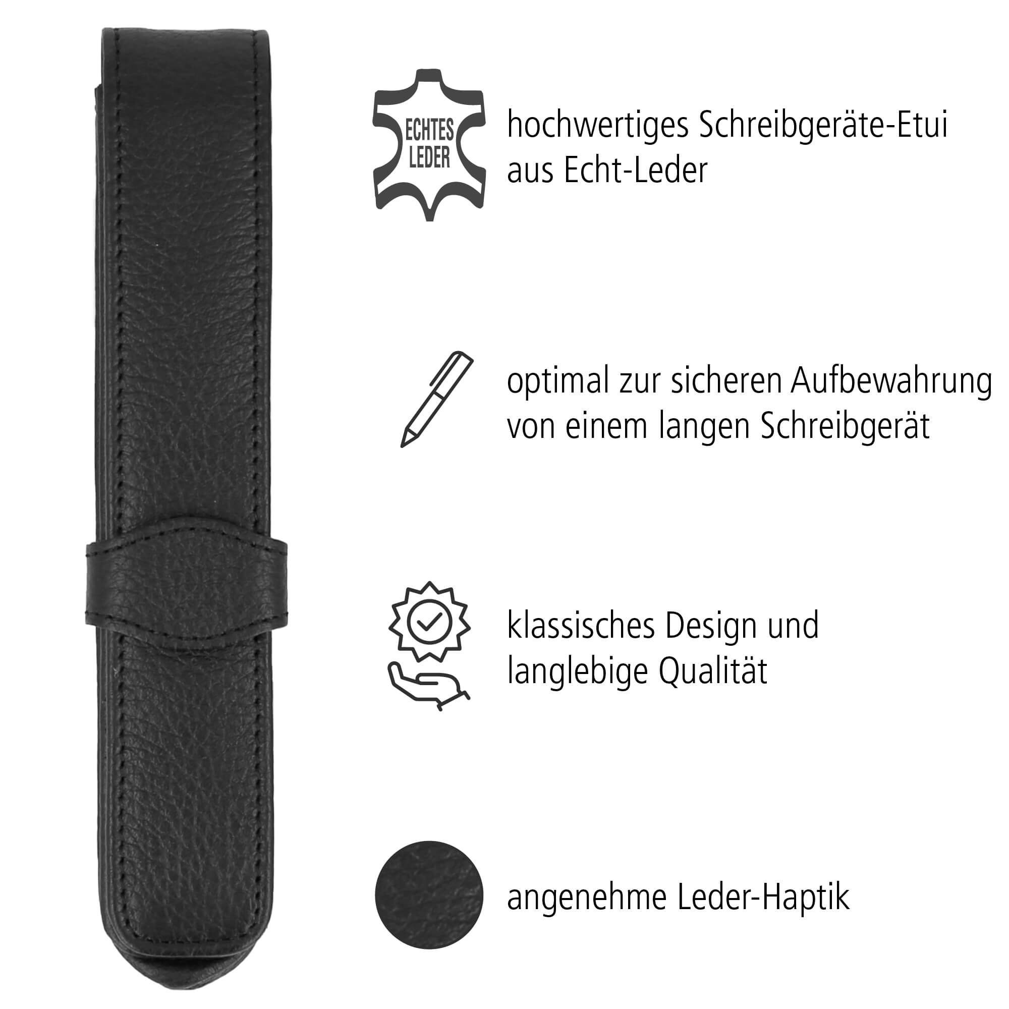 Pen Online Lederetui, Echtleder Stifte-Mäppchen Schreibgeräteetui Füller-Etui), (hochwertiges aus Schwarz