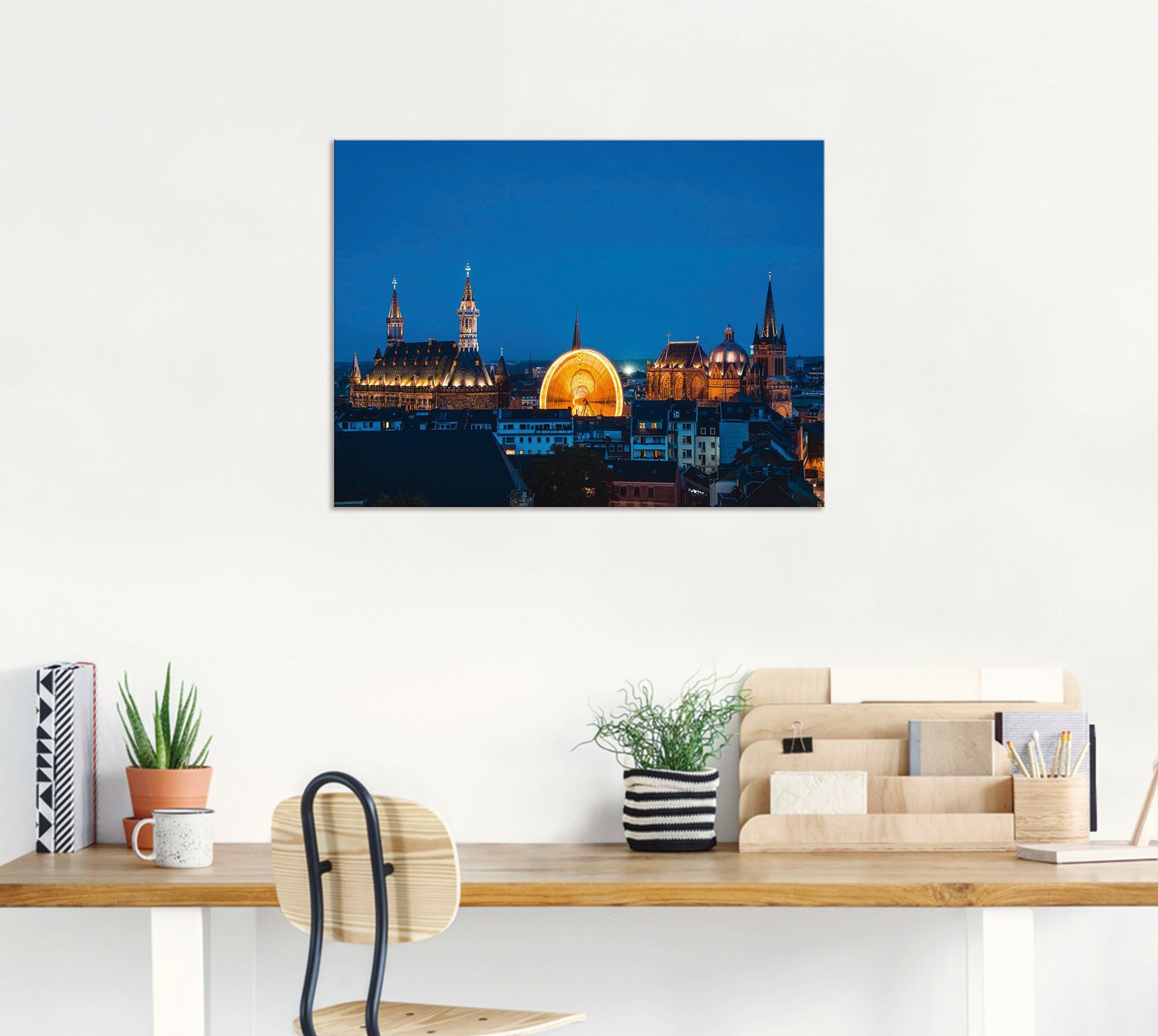 Artland Wandbild »Aachen im Dunkeln«, Deutschland (1 Stück), in vielen Größen & Produktarten - Alubild / Outdoorbild für den Außenbereich, Leinwandbild, Poster, Wandaufkleber / Wandtattoo auch für Badezimmer geeignet-kaufen
