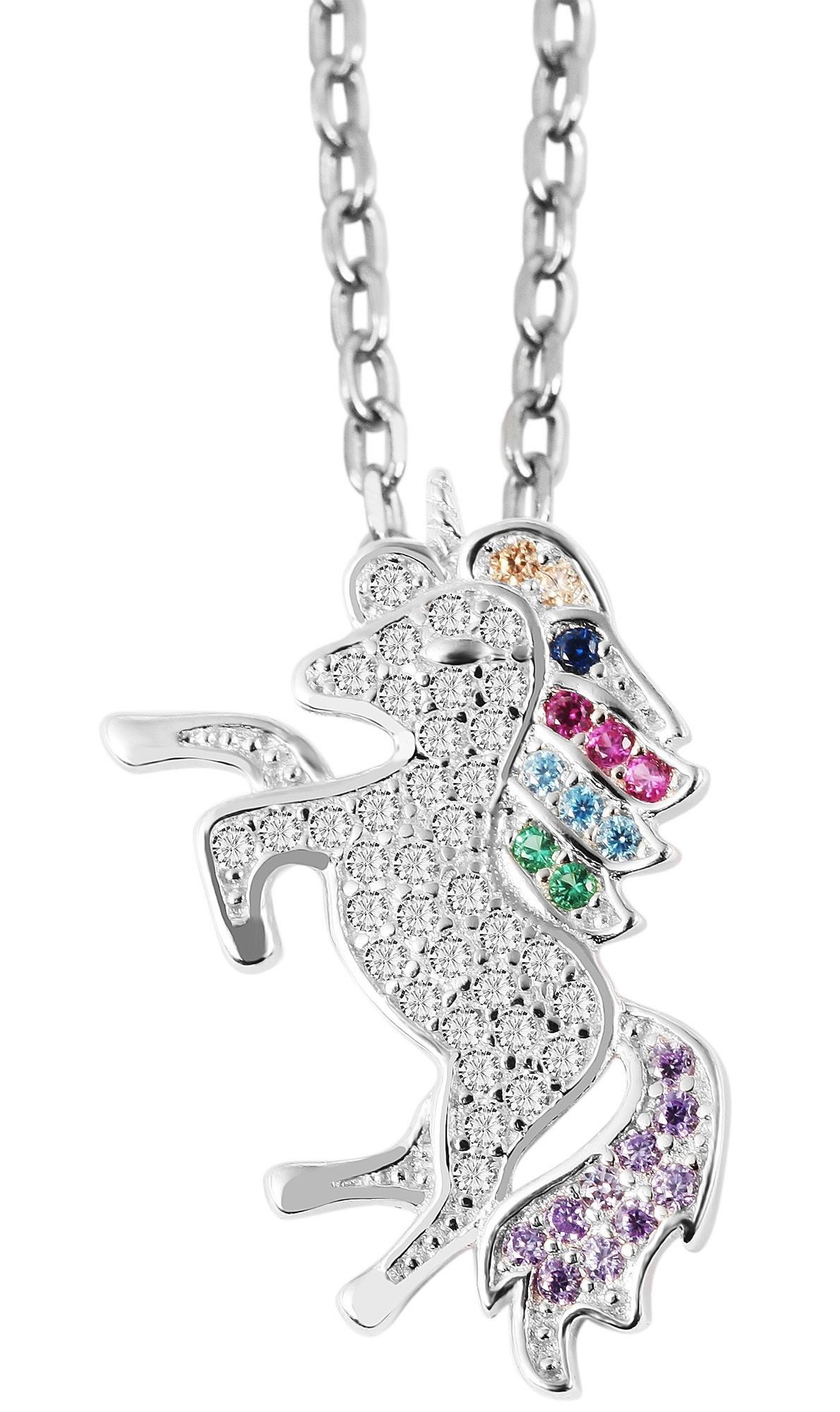 Kettenanhänger Anhänger – Einhorn Anhänger aus 925 Silber mit Zirkonia
